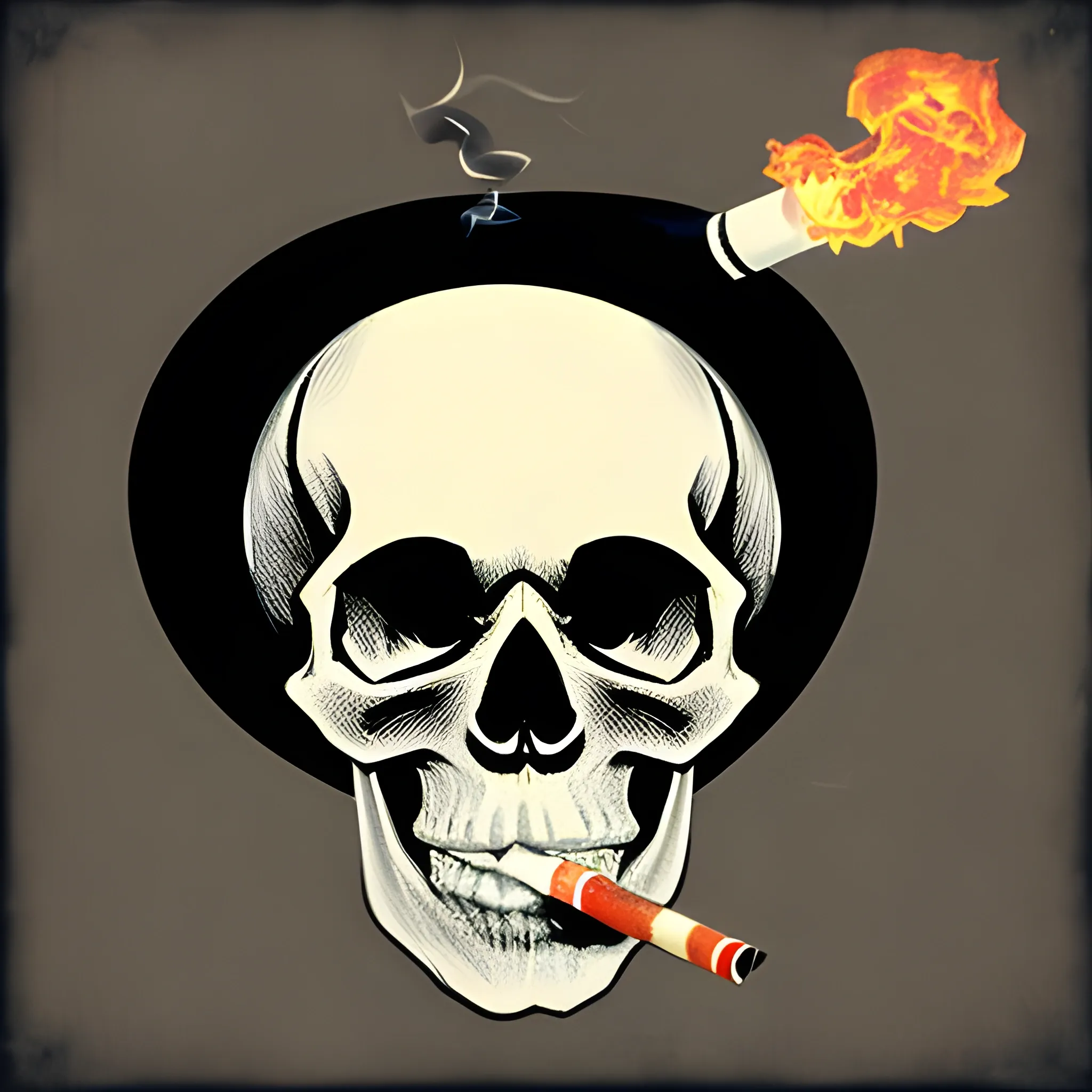 skull with a cigarette
