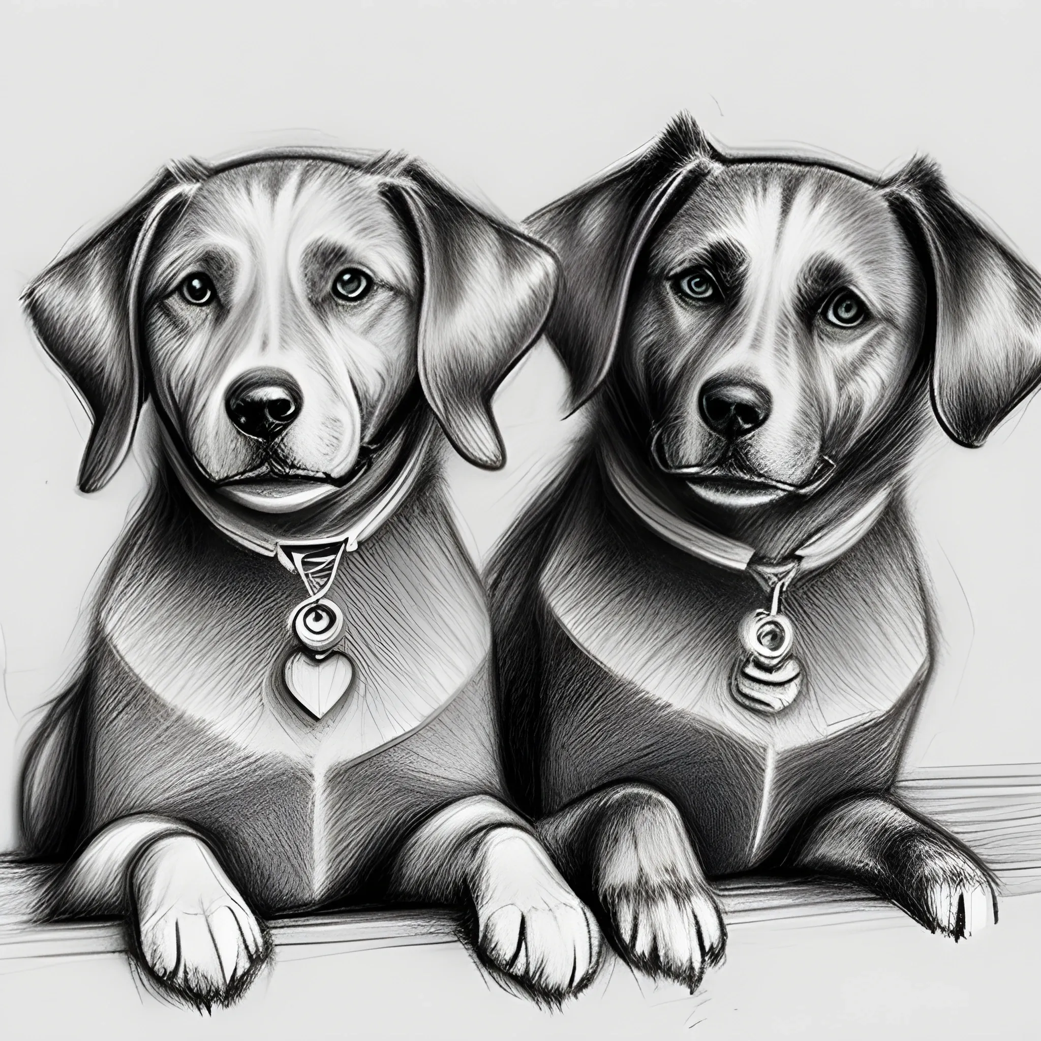 dogs  ,  Pencil Sketch