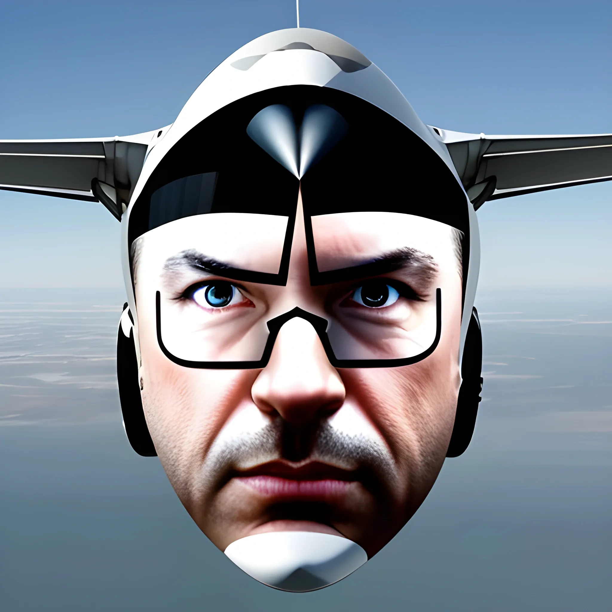 plane with a man's face, f16 fighter plane with face, face plane, very face 