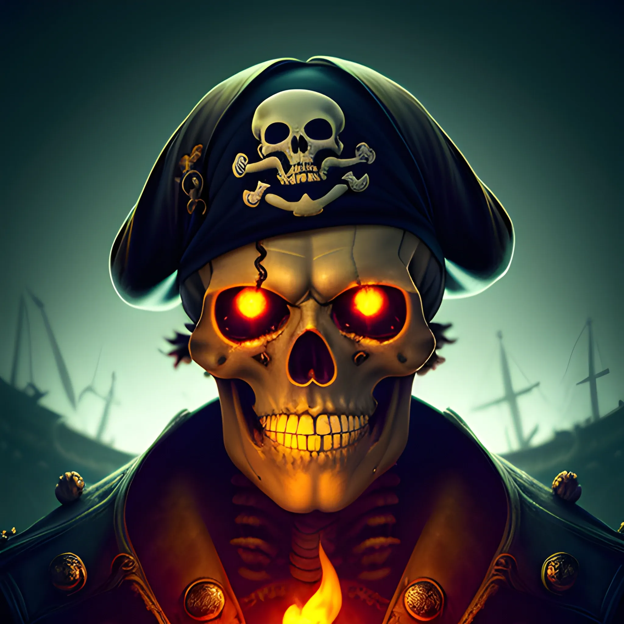  octopus skeleton captain pirate, immortal, davey jones, frowning, smiling slyly, frightening looks around, flames in the background, COSANOSTRA logo, high quality, detailed, 4k, uhd, cinematic shot, dramatic lighting, masterpiece, Cinematic, Moody darkness, neon shades, aerial, high detail, --v 2