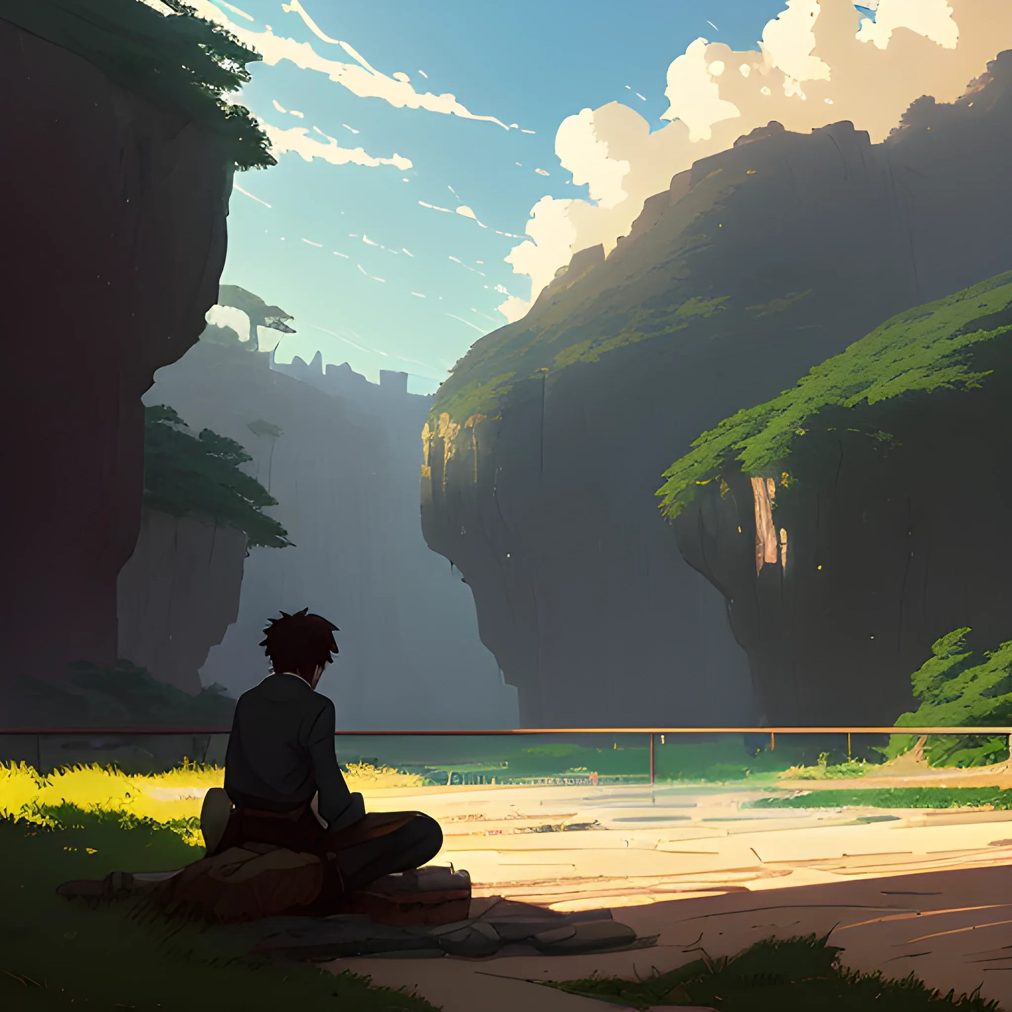 fooliage... in the style of makoto shinkai and greg rutkowski and albert bierstadt and james gurney, Cartoon