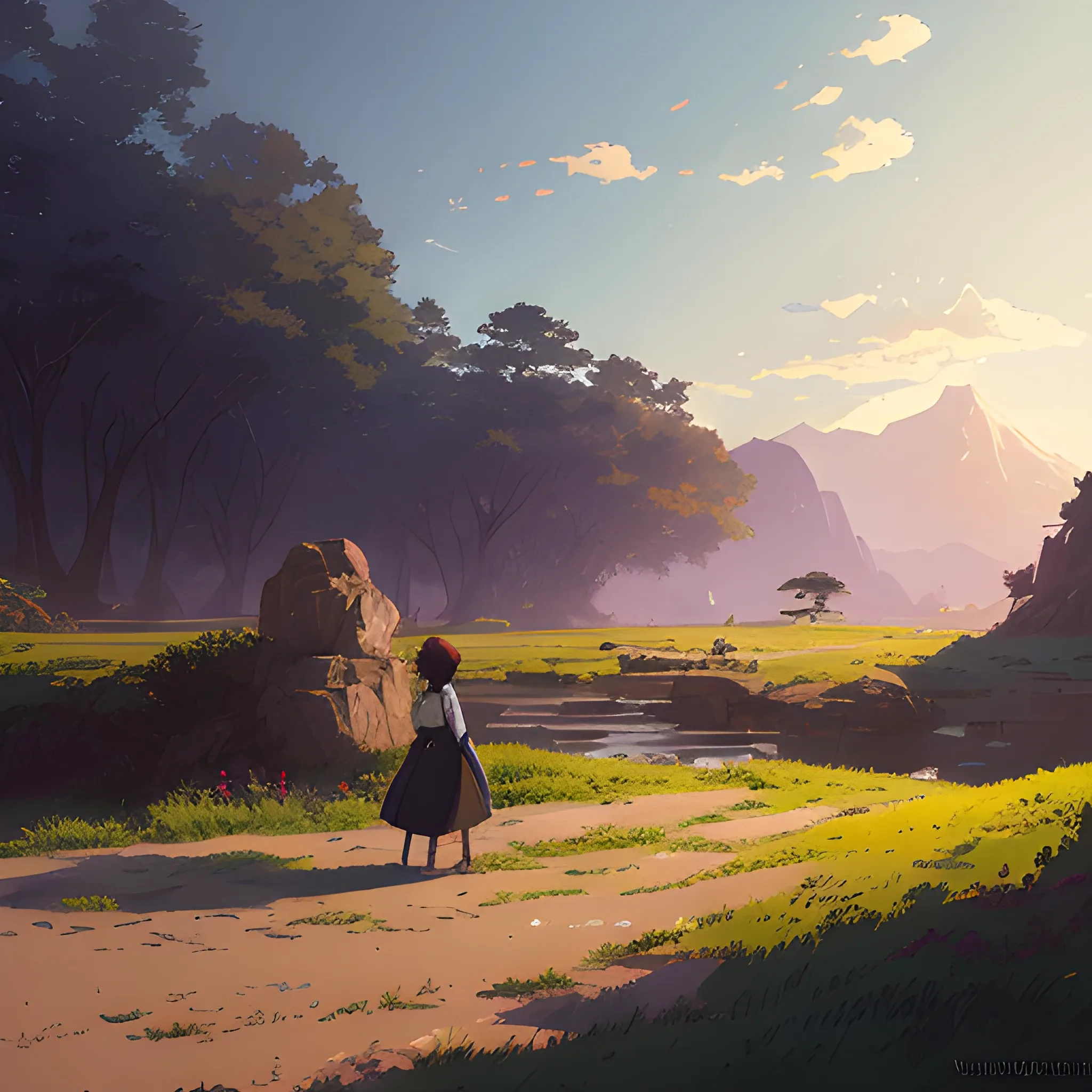 fooliage... in the style of makoto shinkai and greg rutkowski and albert bierstadt and james gurney, Cartoon