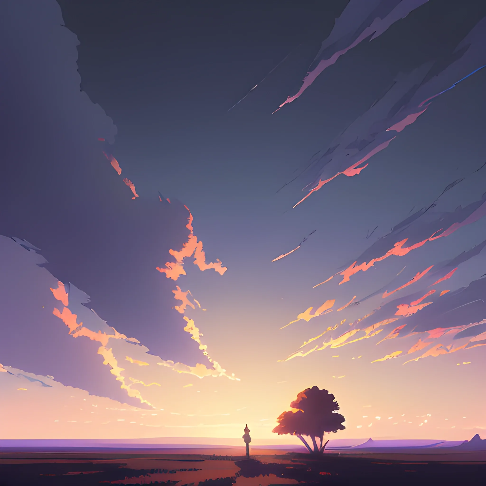 sky... in the style of makoto shinkai and greg rutkowski and albert bierstadt and james gurney, Cartoon