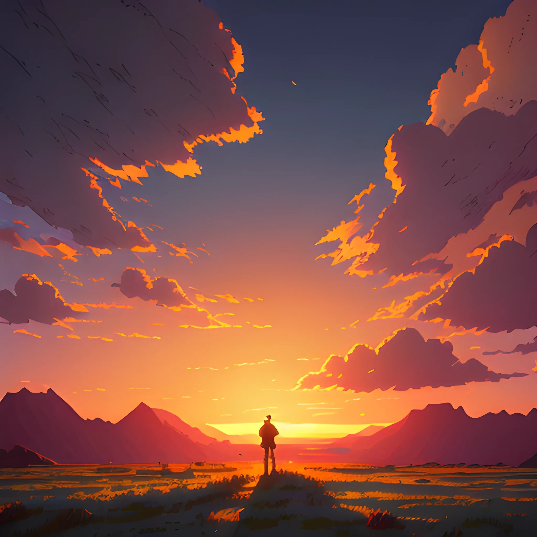 sunset and sky... in the style of makoto shinkai and greg rutkow ...