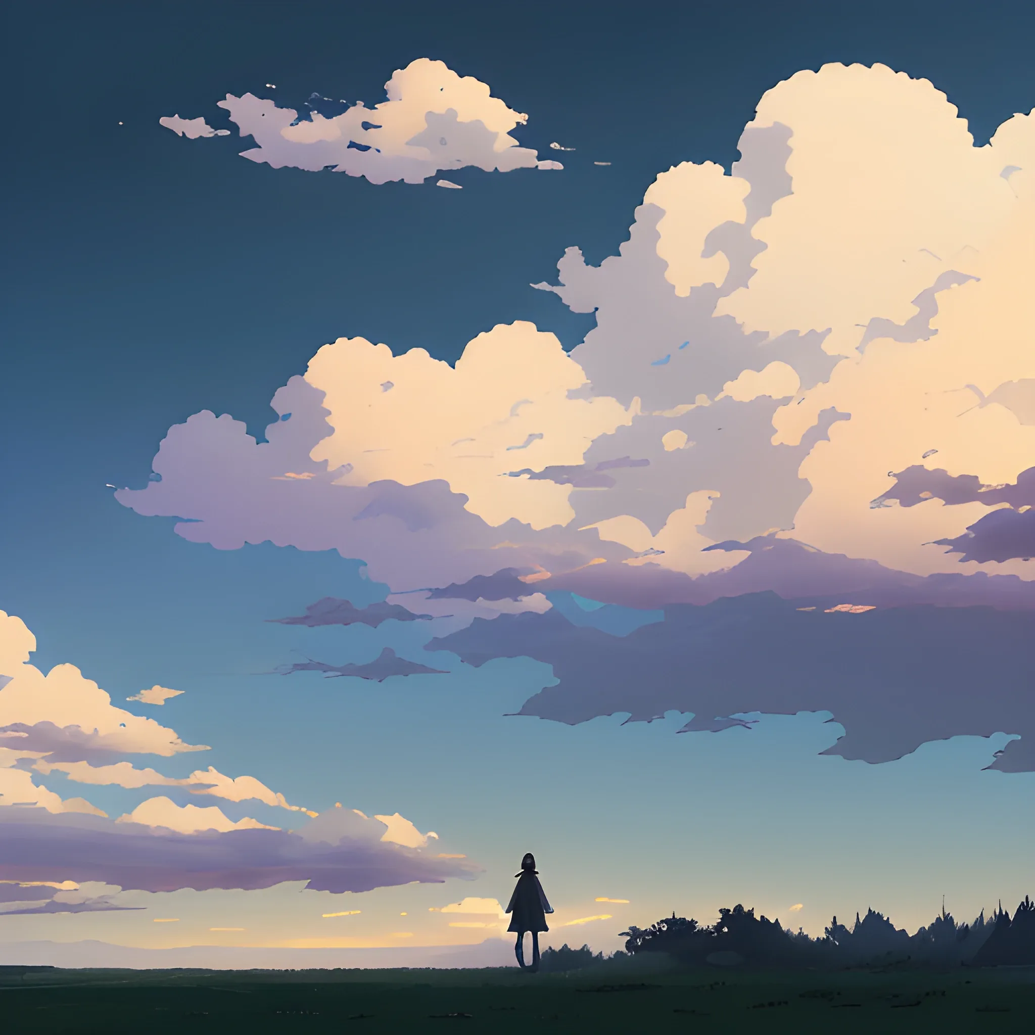 sky with cloud... in the style of makoto shinkai and greg rutkowski and albert bierstadt and james gurney, Cartoon