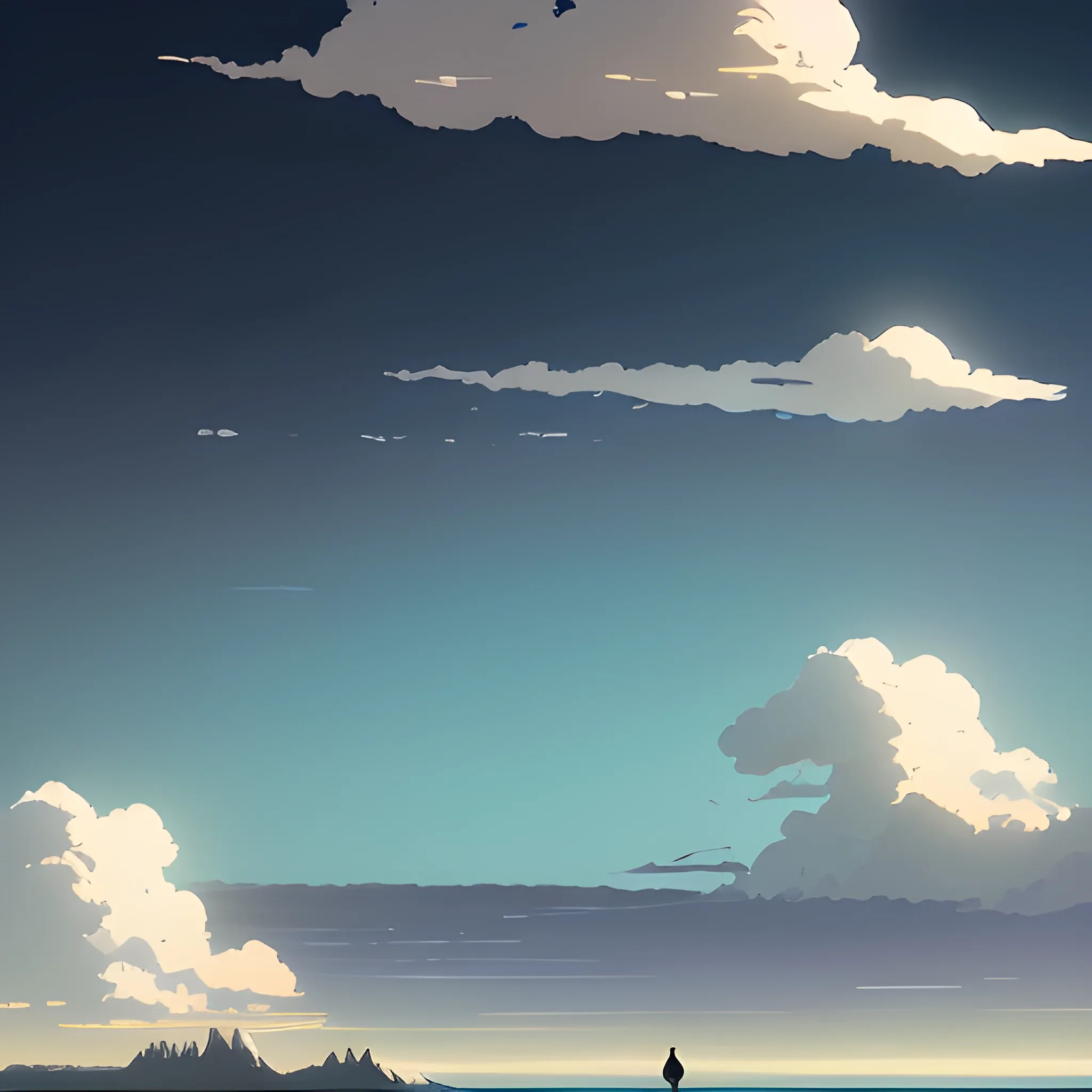 sky with cloud... in the style of makoto shinkai and greg rutkowski and albert bierstadt and james gurney, Cartoon