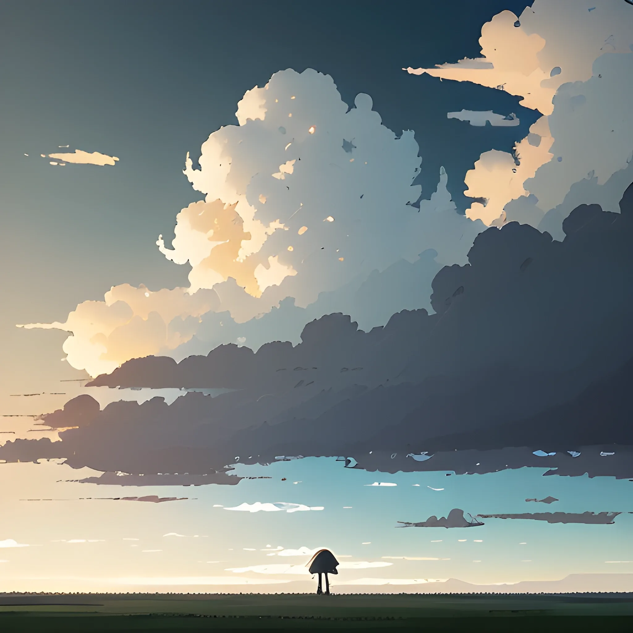 cloud... in the style of makoto shinkai and greg rutkowski and albert bierstadt and james gurney, Cartoon