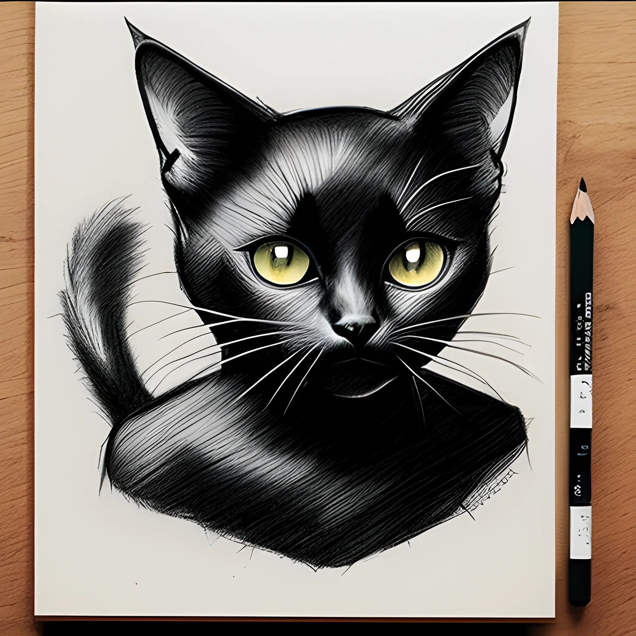 old black cat, Pencil Sketch