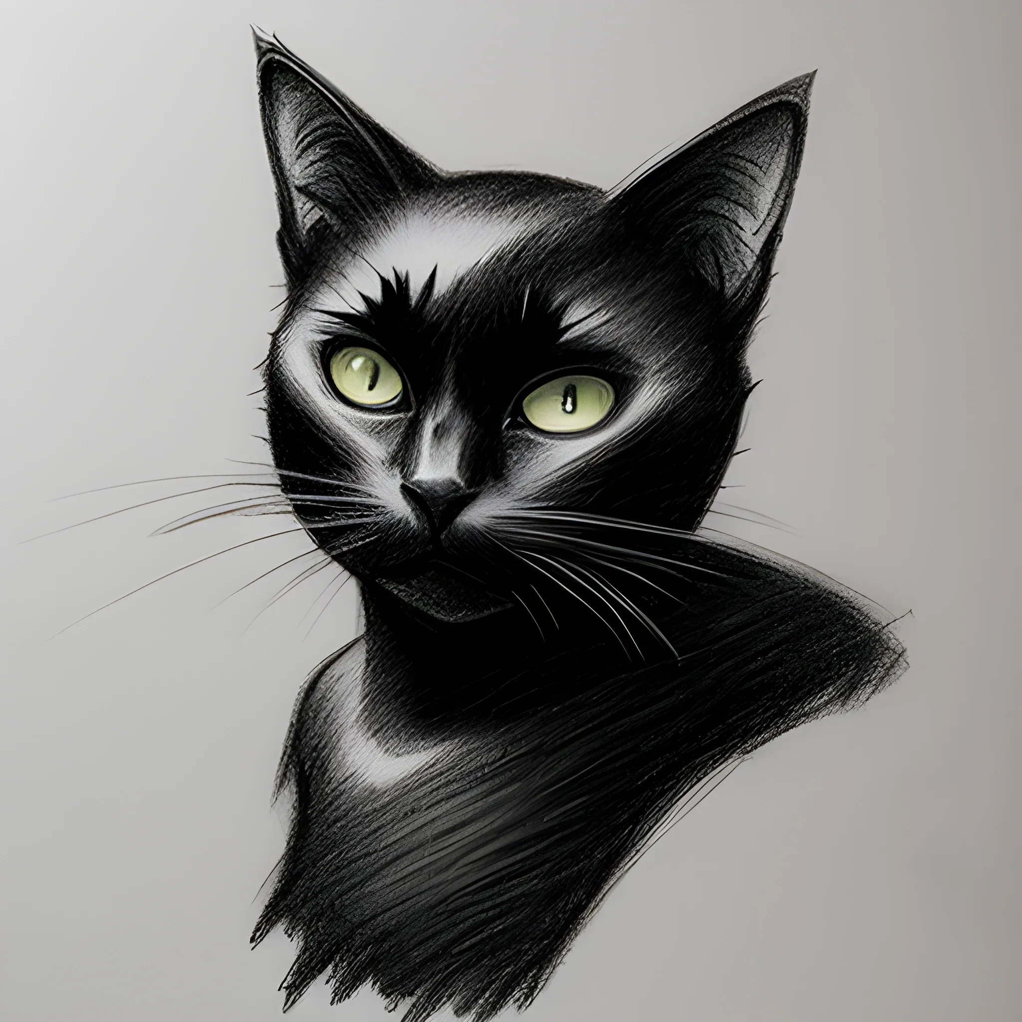 old black cat, Pencil Sketch