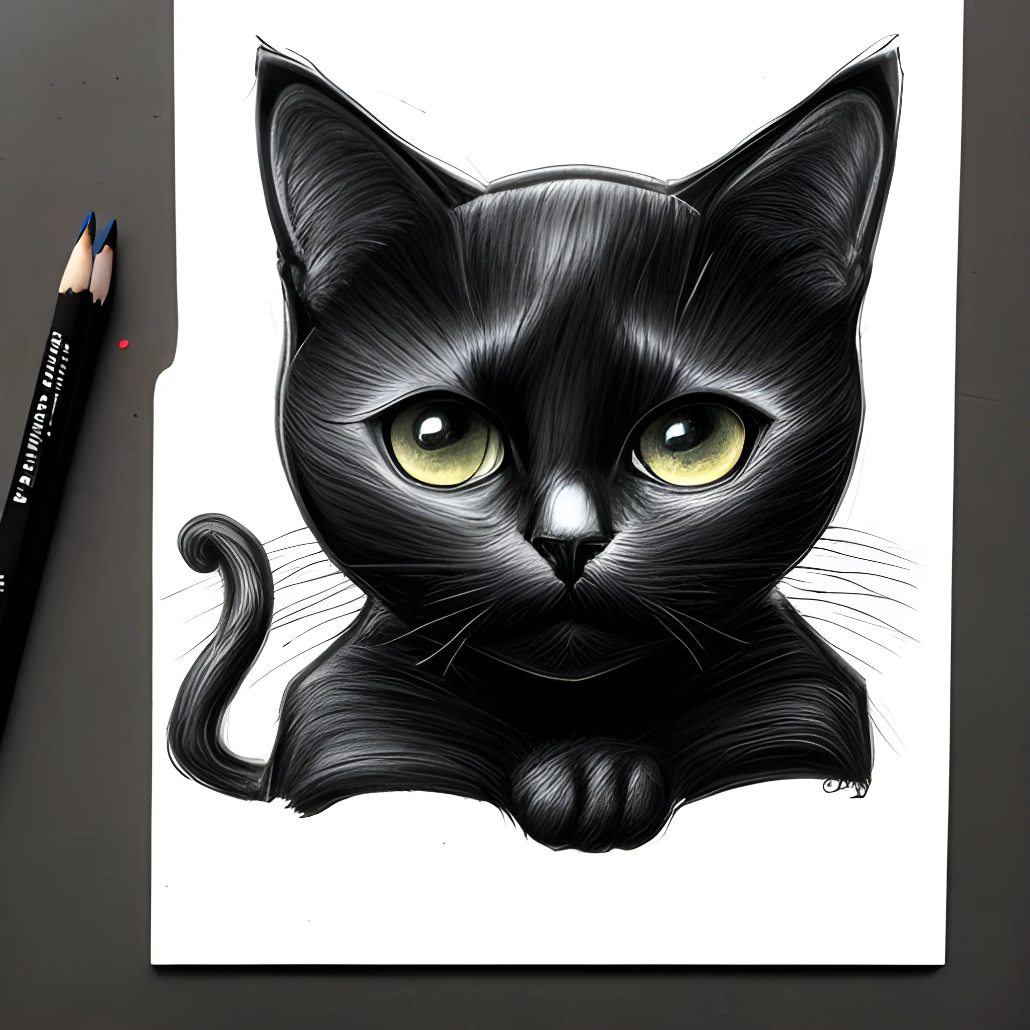 black cat, Pencil Sketch