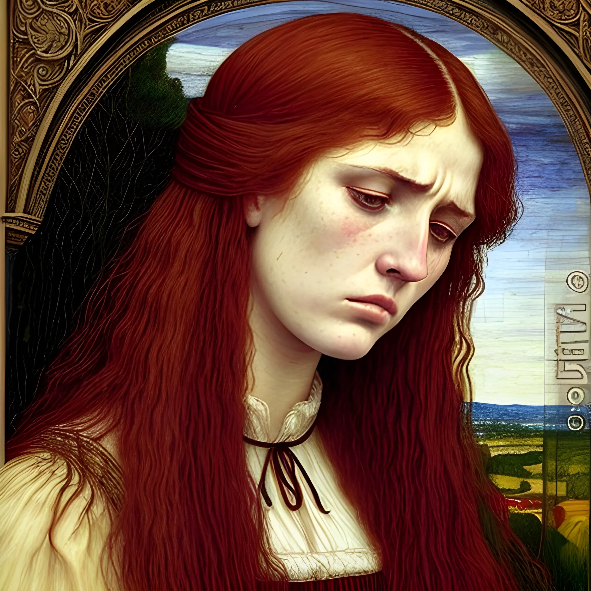 woman in sorrow because of losing her lover preraphaelites style