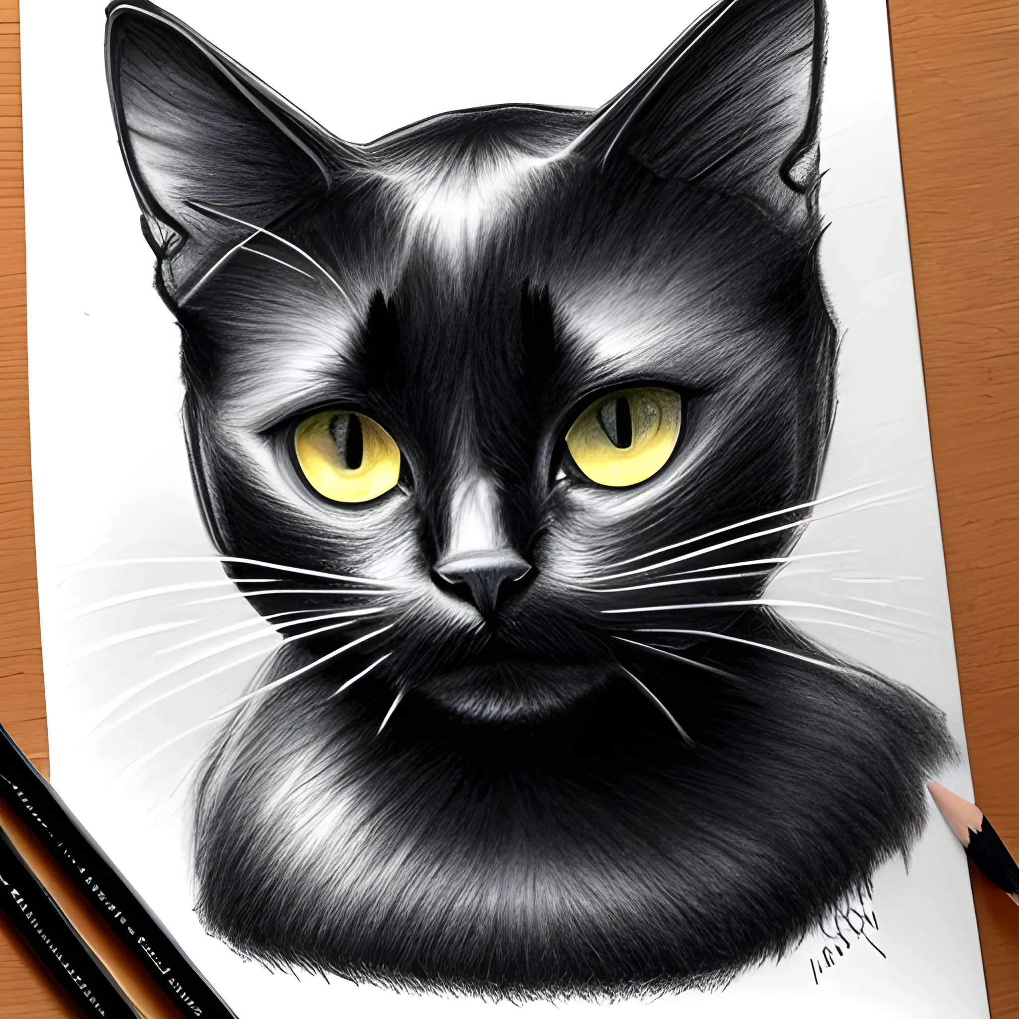 black cat, Pencil Sketch