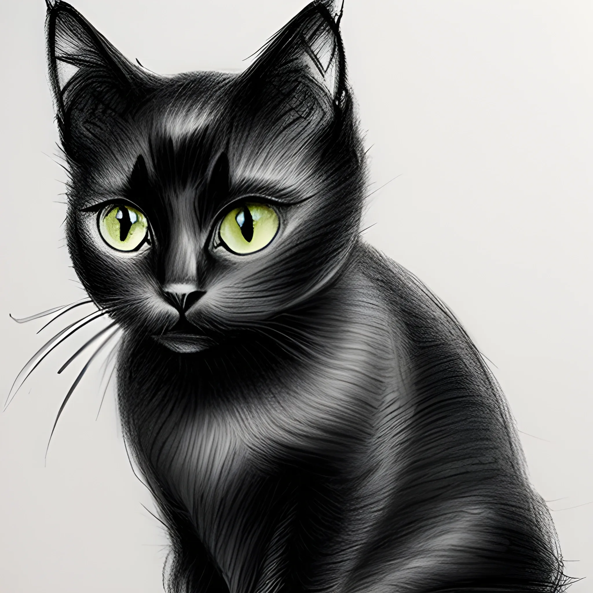 black cat, Pencil Sketch