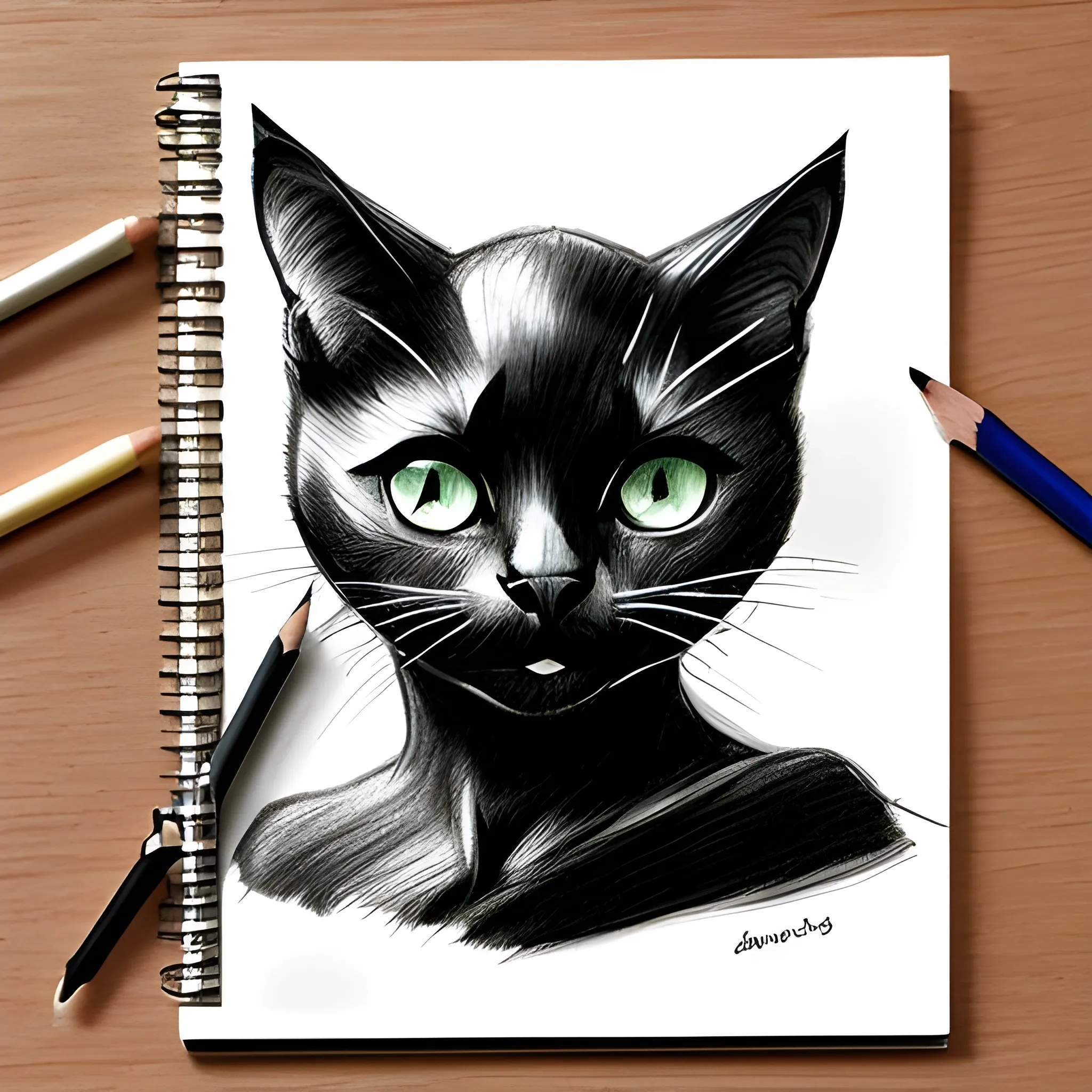 щдв black cat, Pencil Sketch