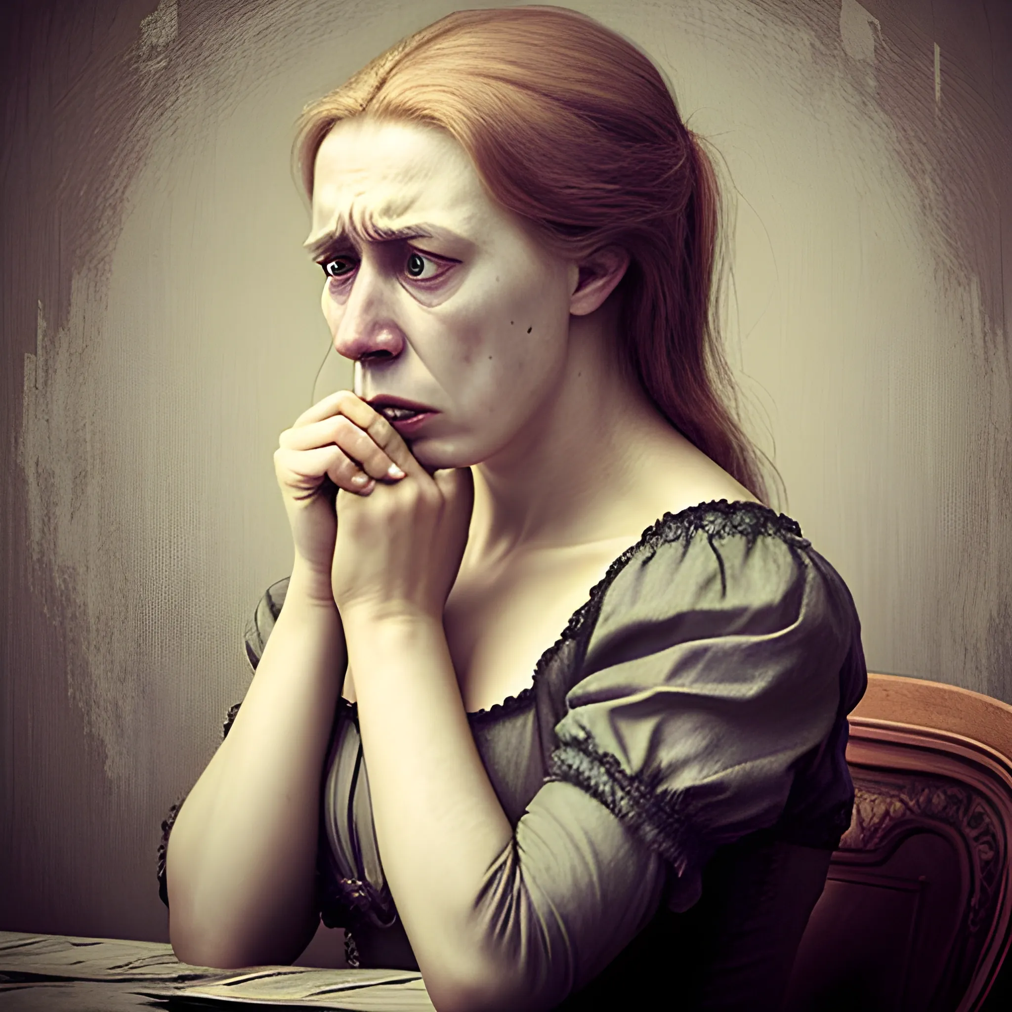 woman in despair because of losing her lover laszczka style