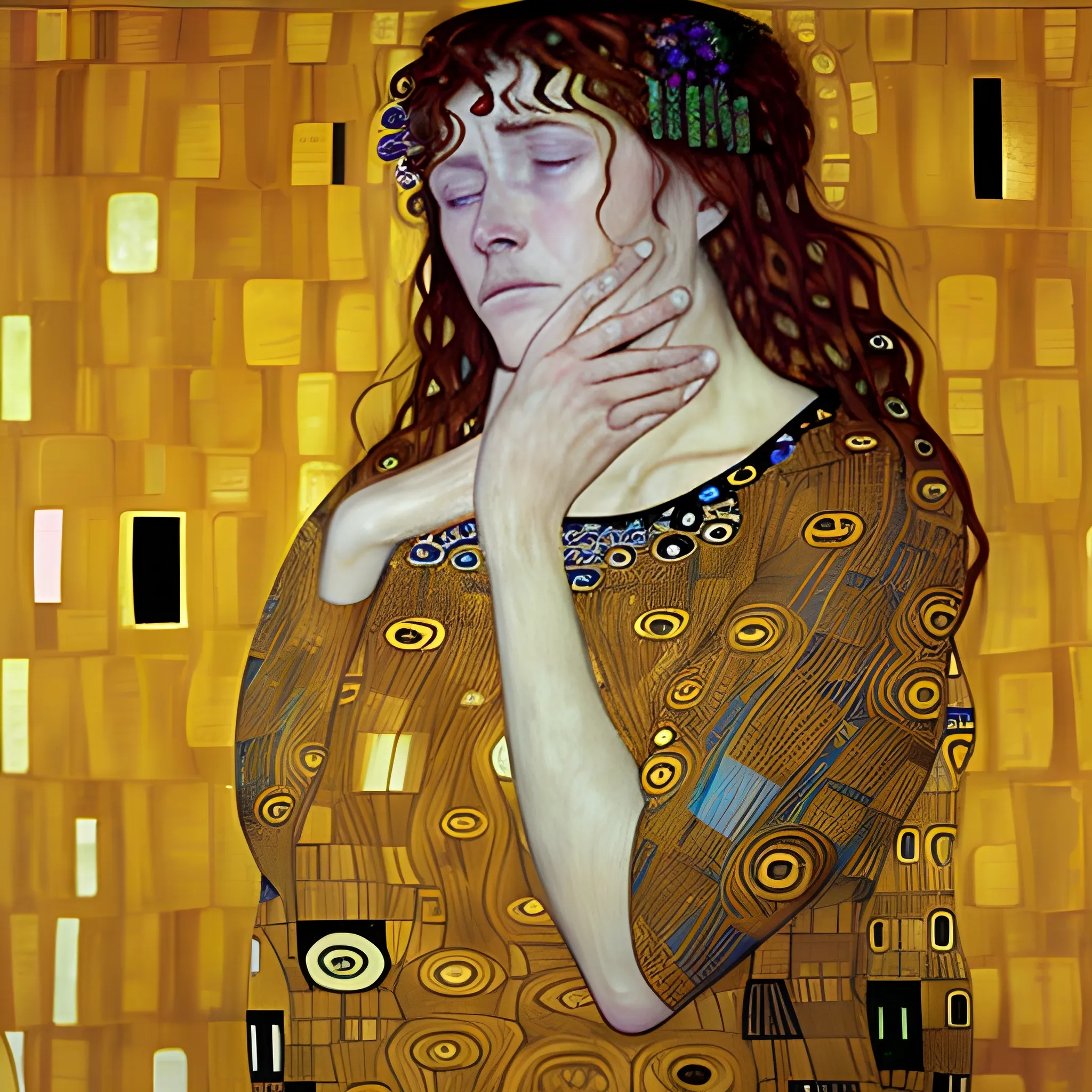 woman in despair because of losing her lover gustav klimt style