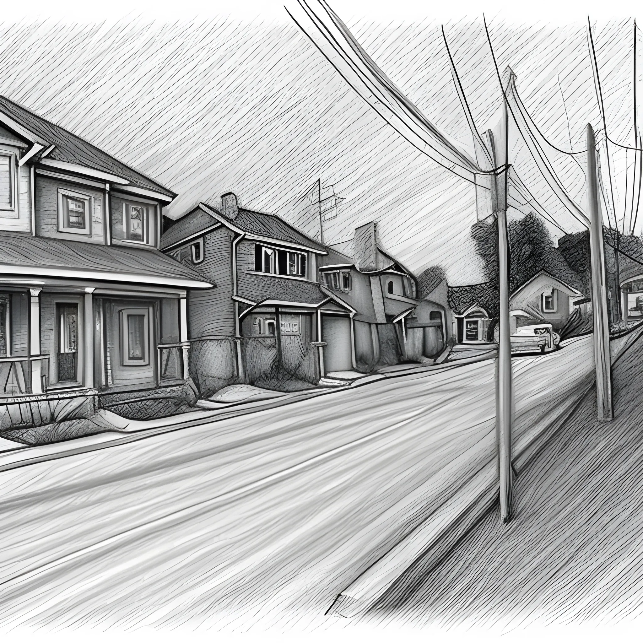 poor neighborhood, Pencil Sketch