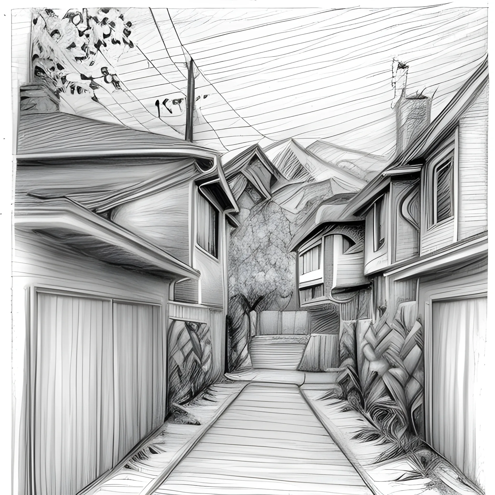 poor neighborhood, Pencil Sketch