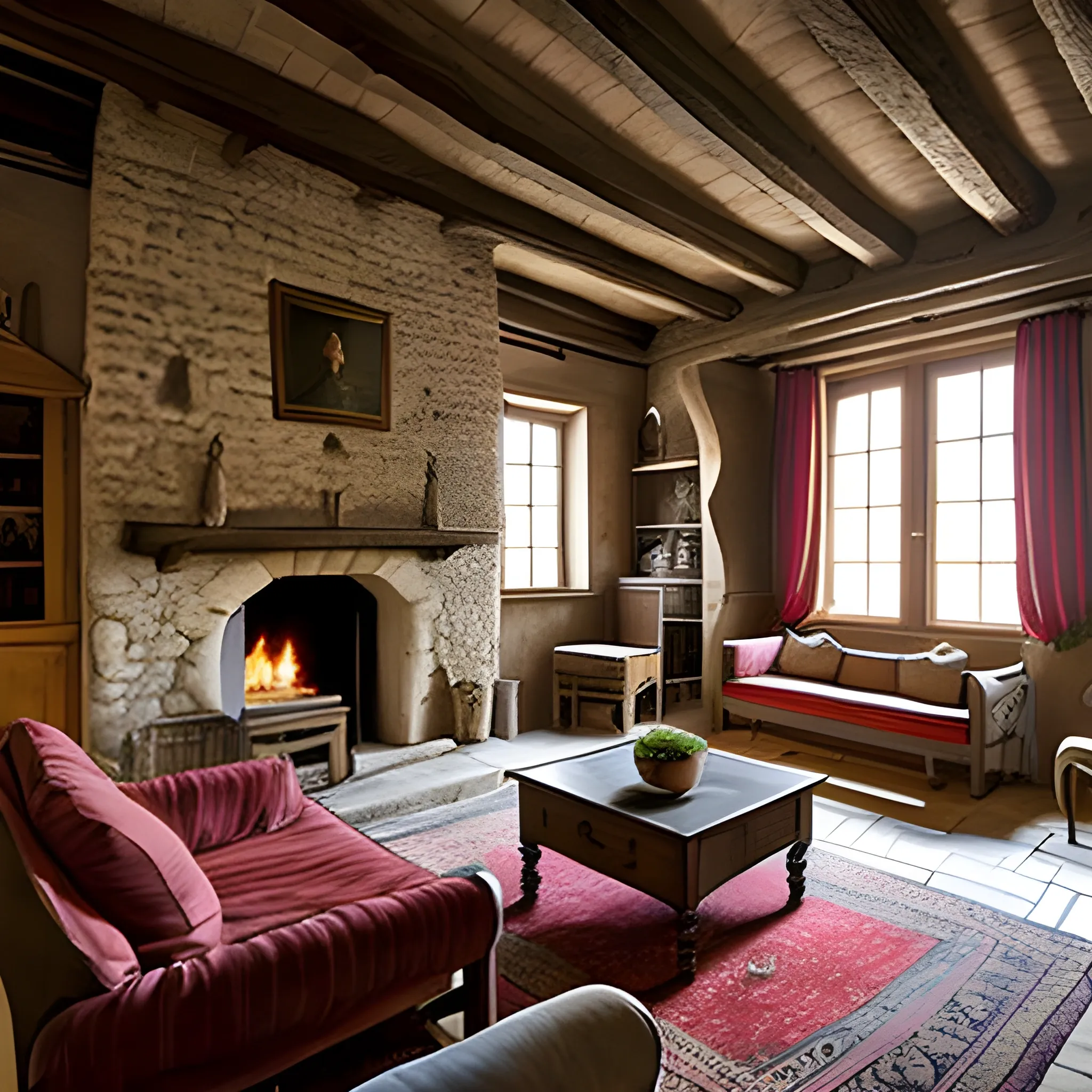 living room of medieval house 