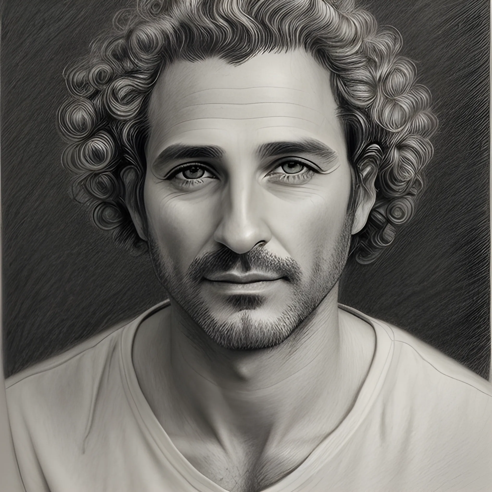 Portrait of an italian man, 40 years old, slightly curly hair, Pencil Sketch