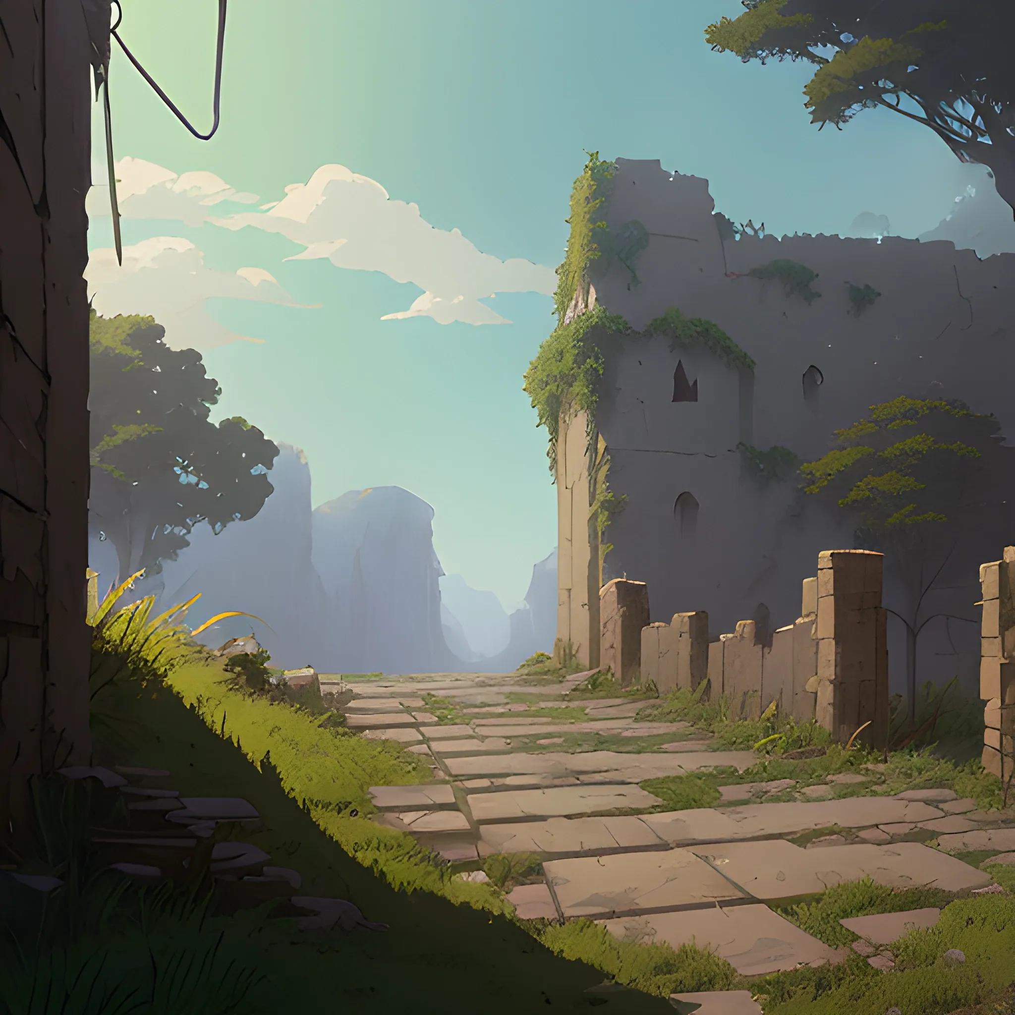 close up of old dilapidated wall... in the style of makoto shinkai and greg rutkowski and albert bierstadt and james gurney, Cartoon