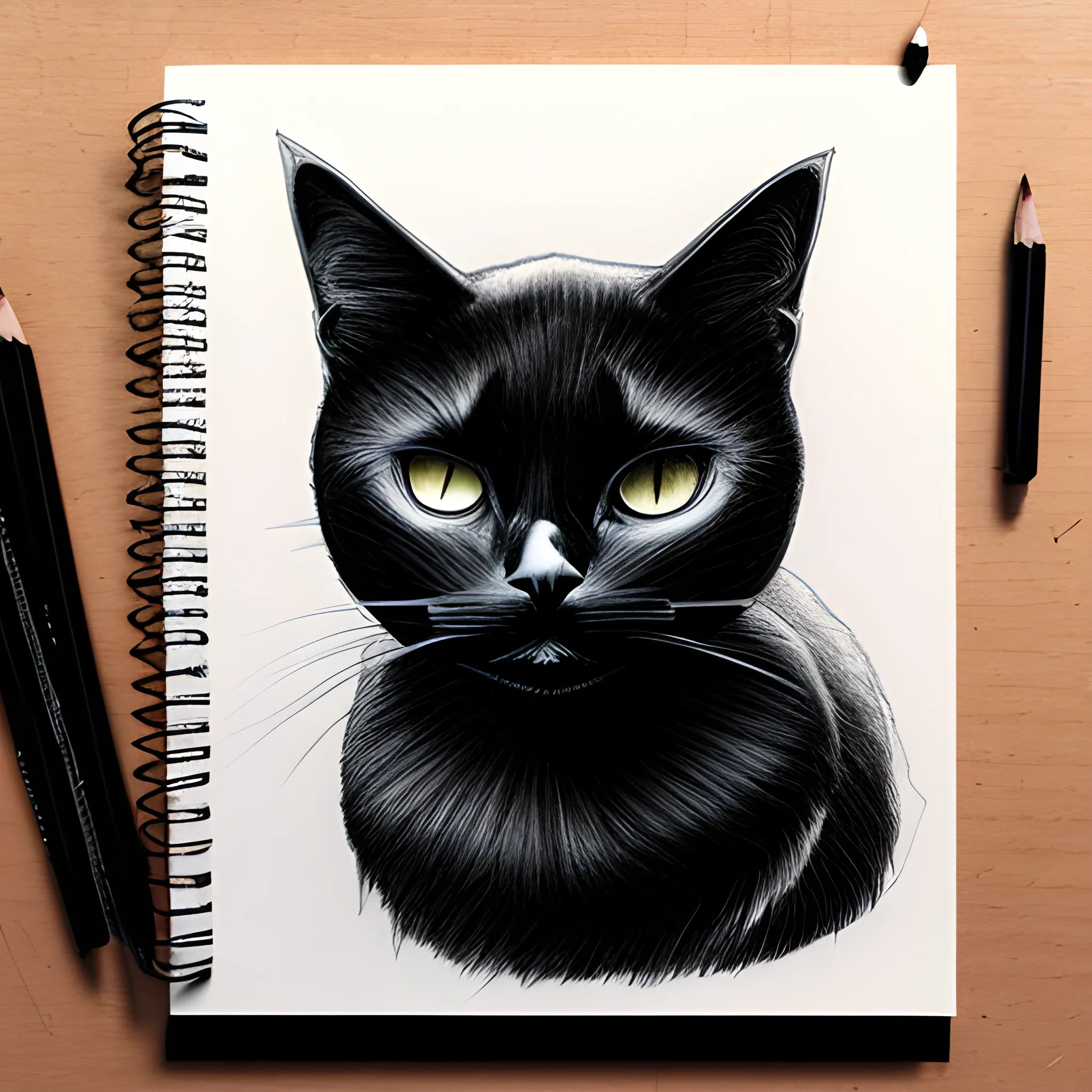 cold black cat, Pencil Sketch