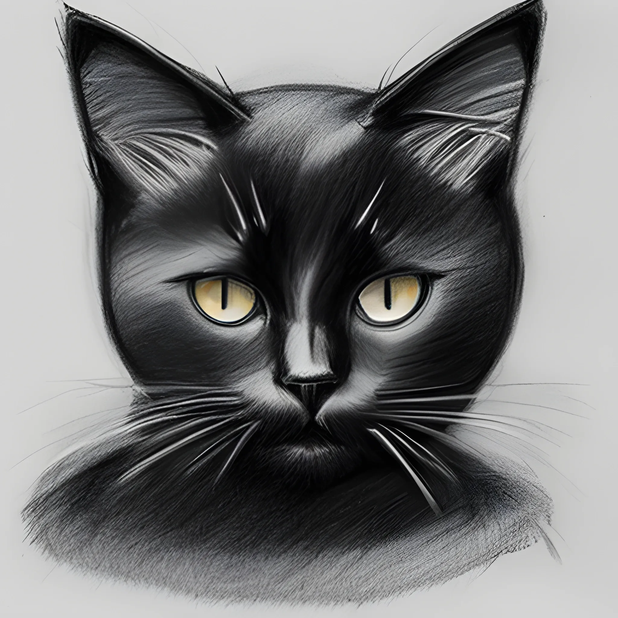 cold black cat, Pencil Sketch