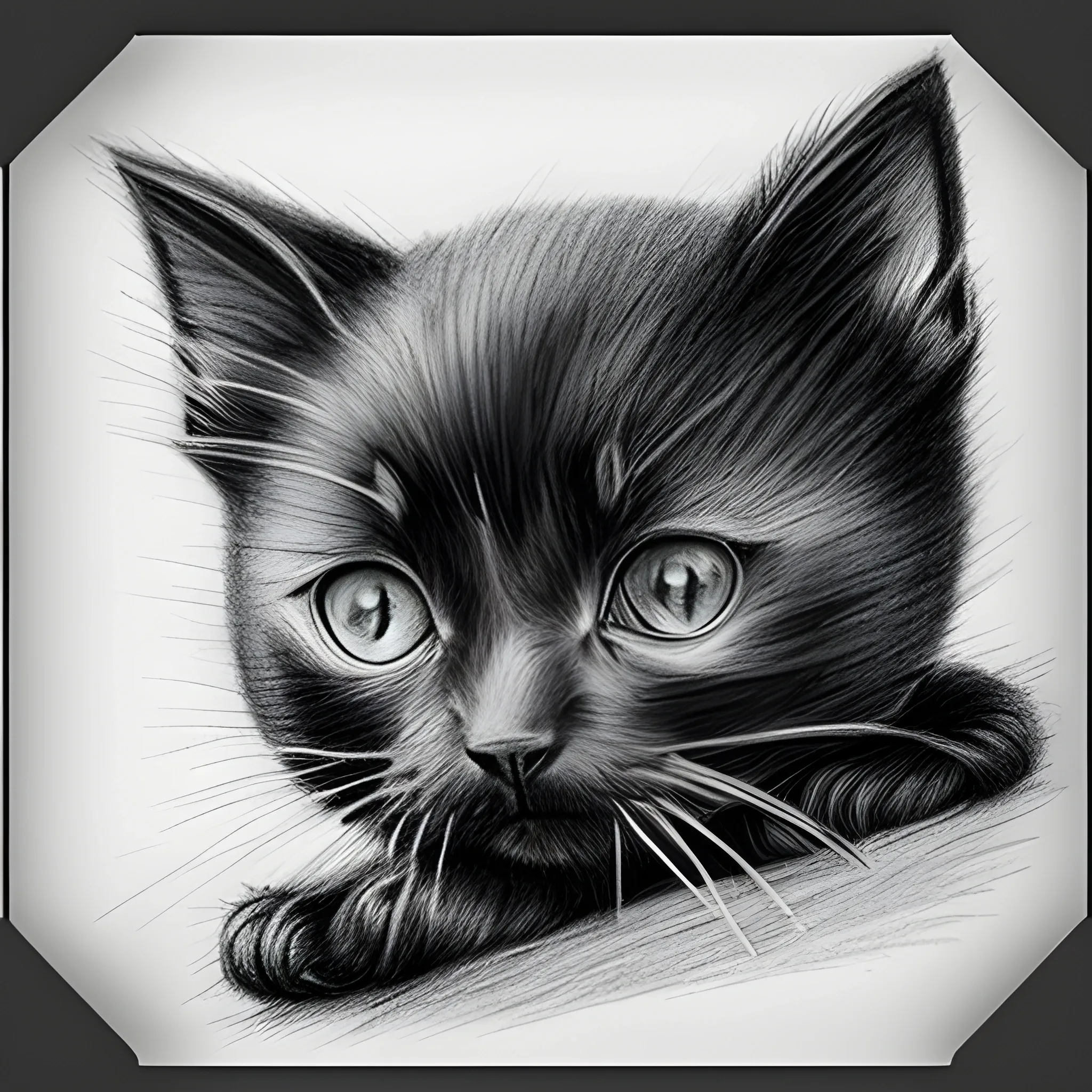 black kitten is cold, Pencil Sketch