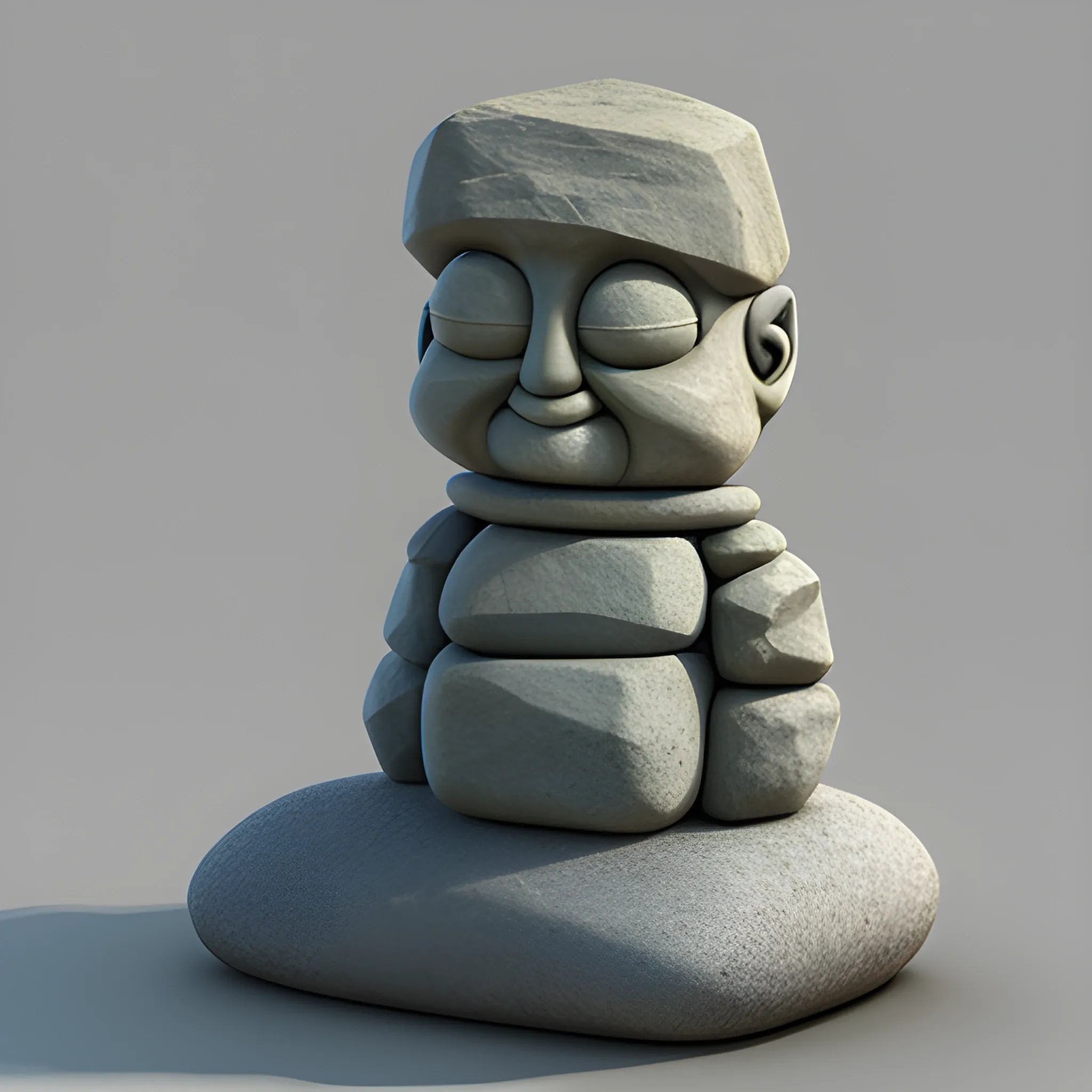 Cute stone man, Cartoon, , 3D