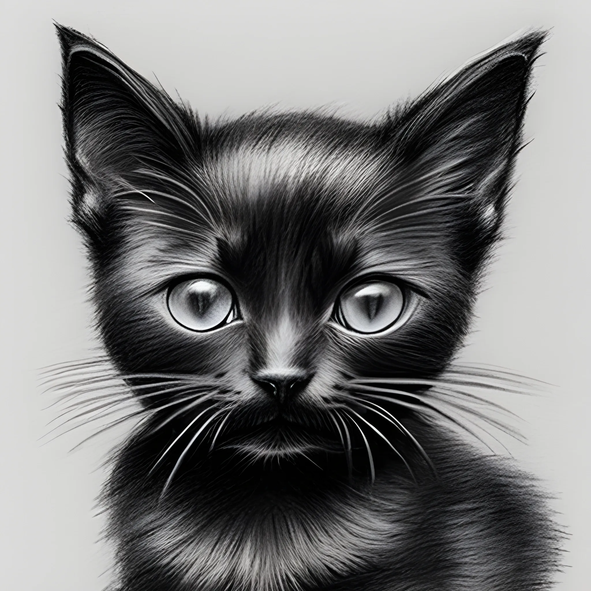 black kitten pet, Pencil Sketch