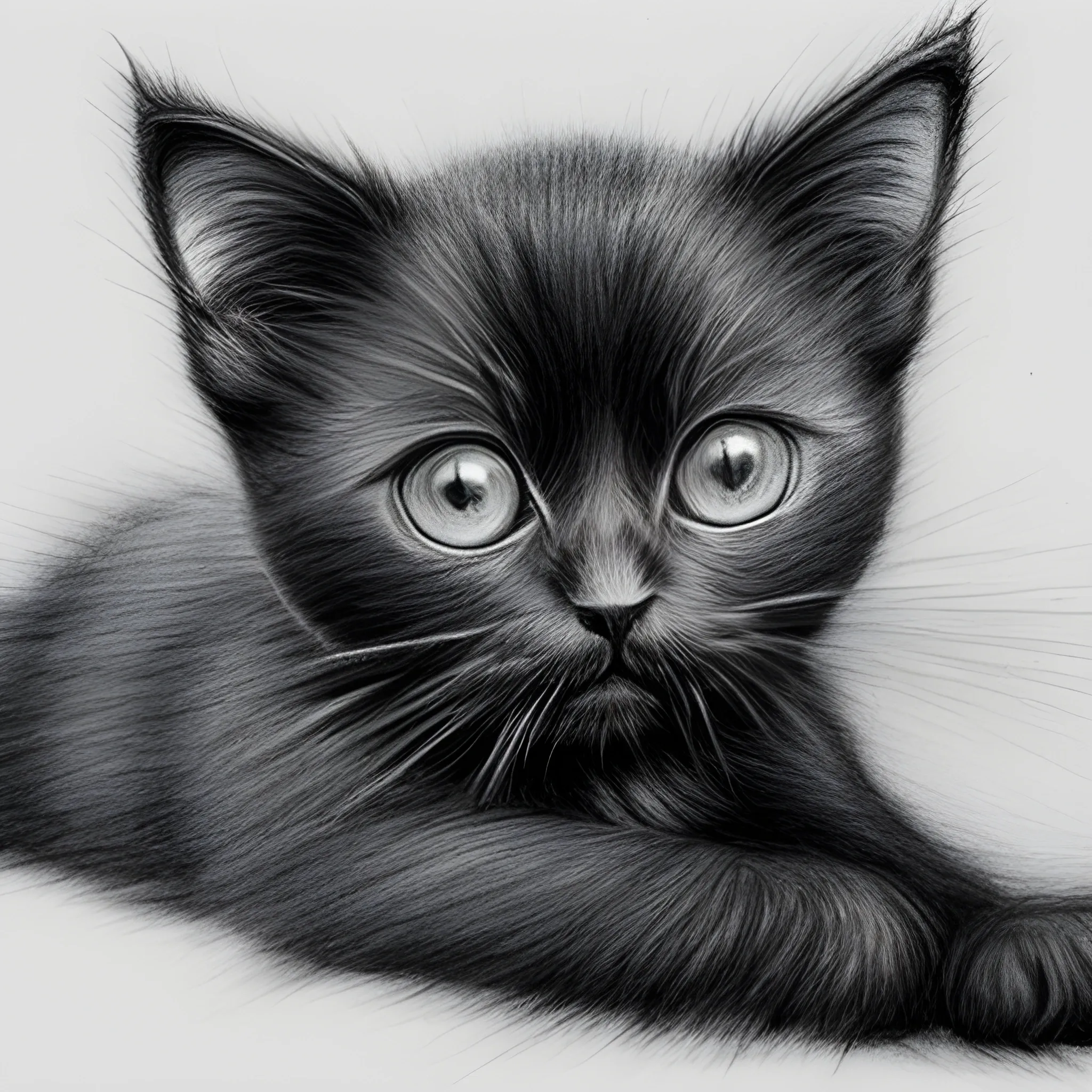 care black kitten , Pencil Sketch