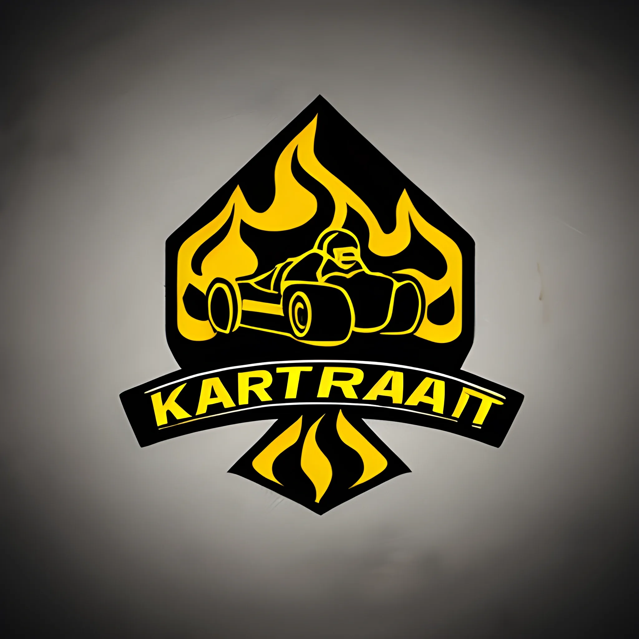create a logo for a karting team, with a kart leaving a trail of fire on the runway and also print the name "Karting Last Lap"on the logo