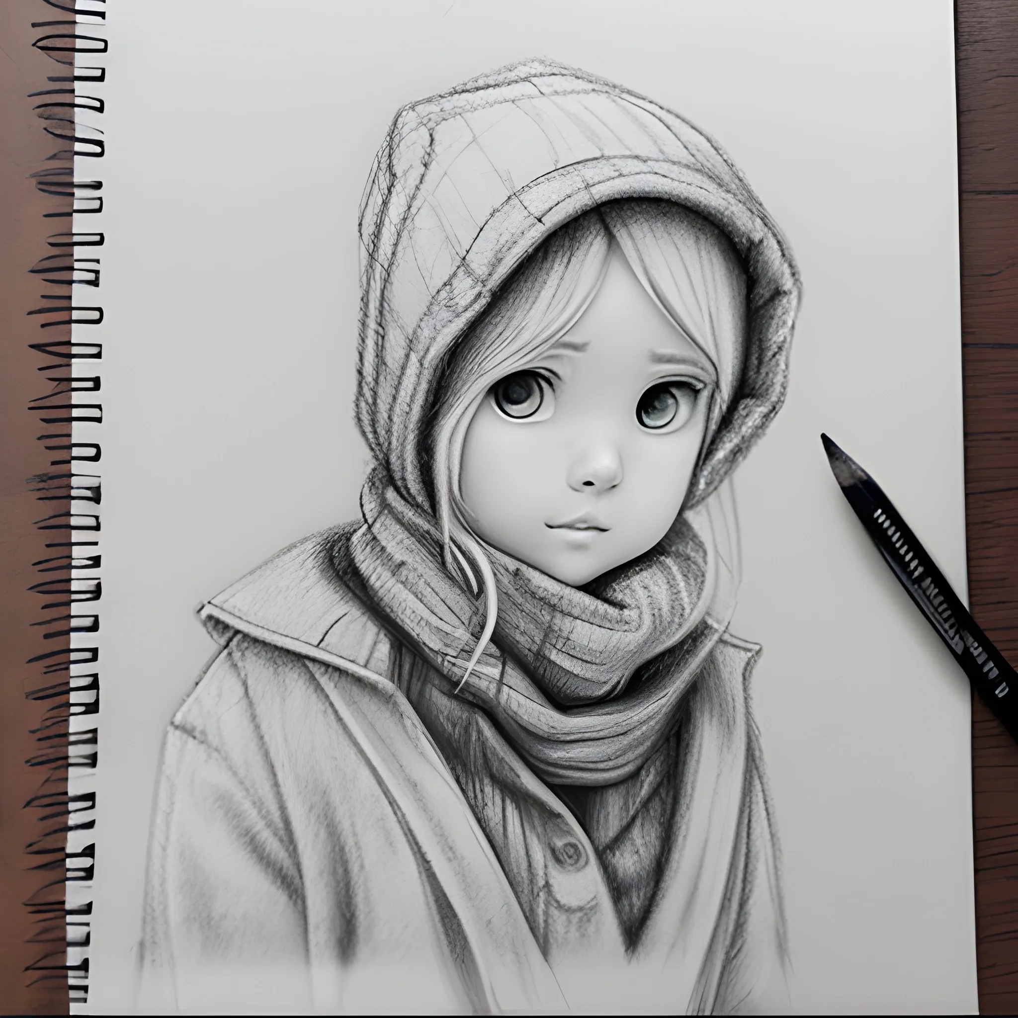 Cold weather, Pencil Sketch