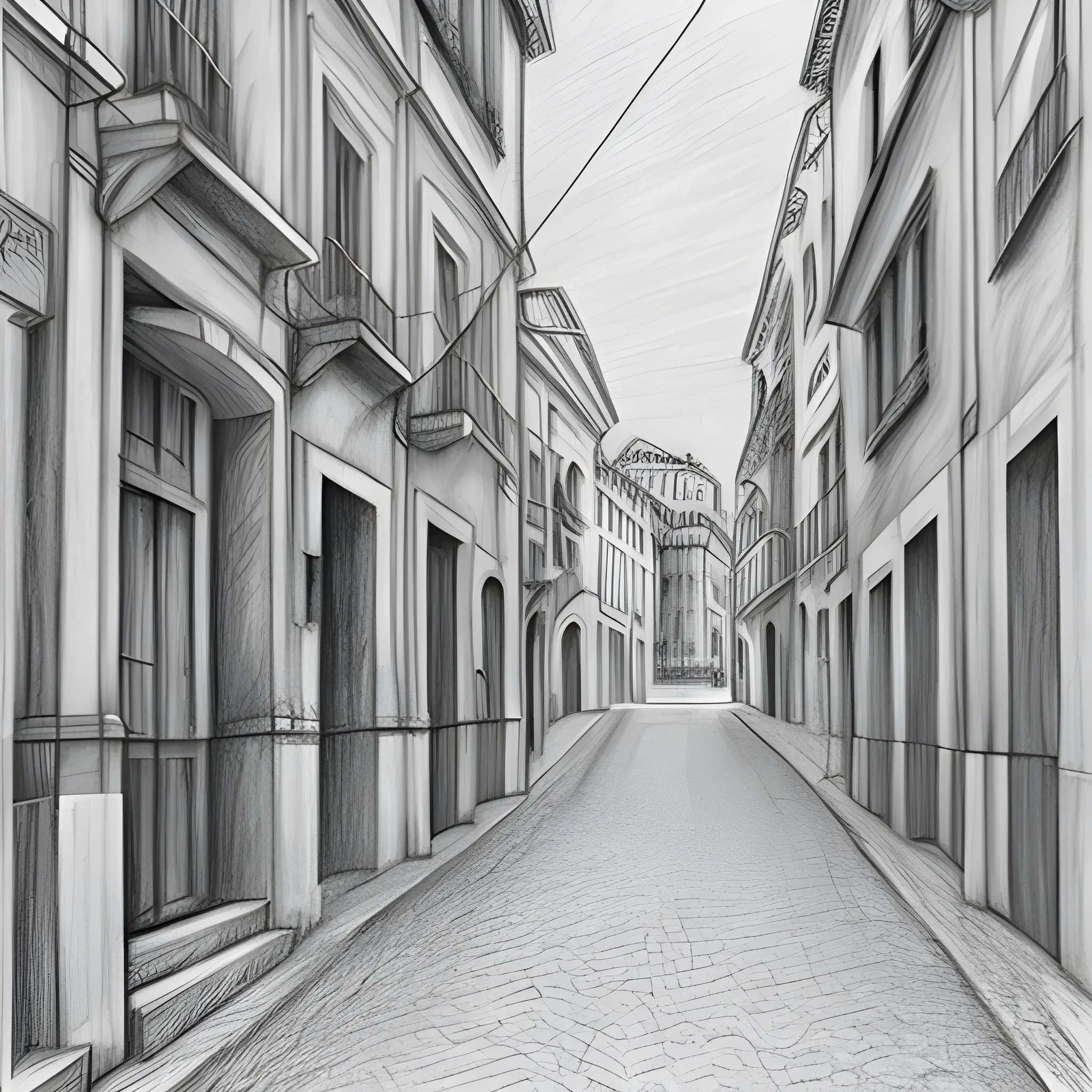 reach old Lisbon street, Pencil Sketch