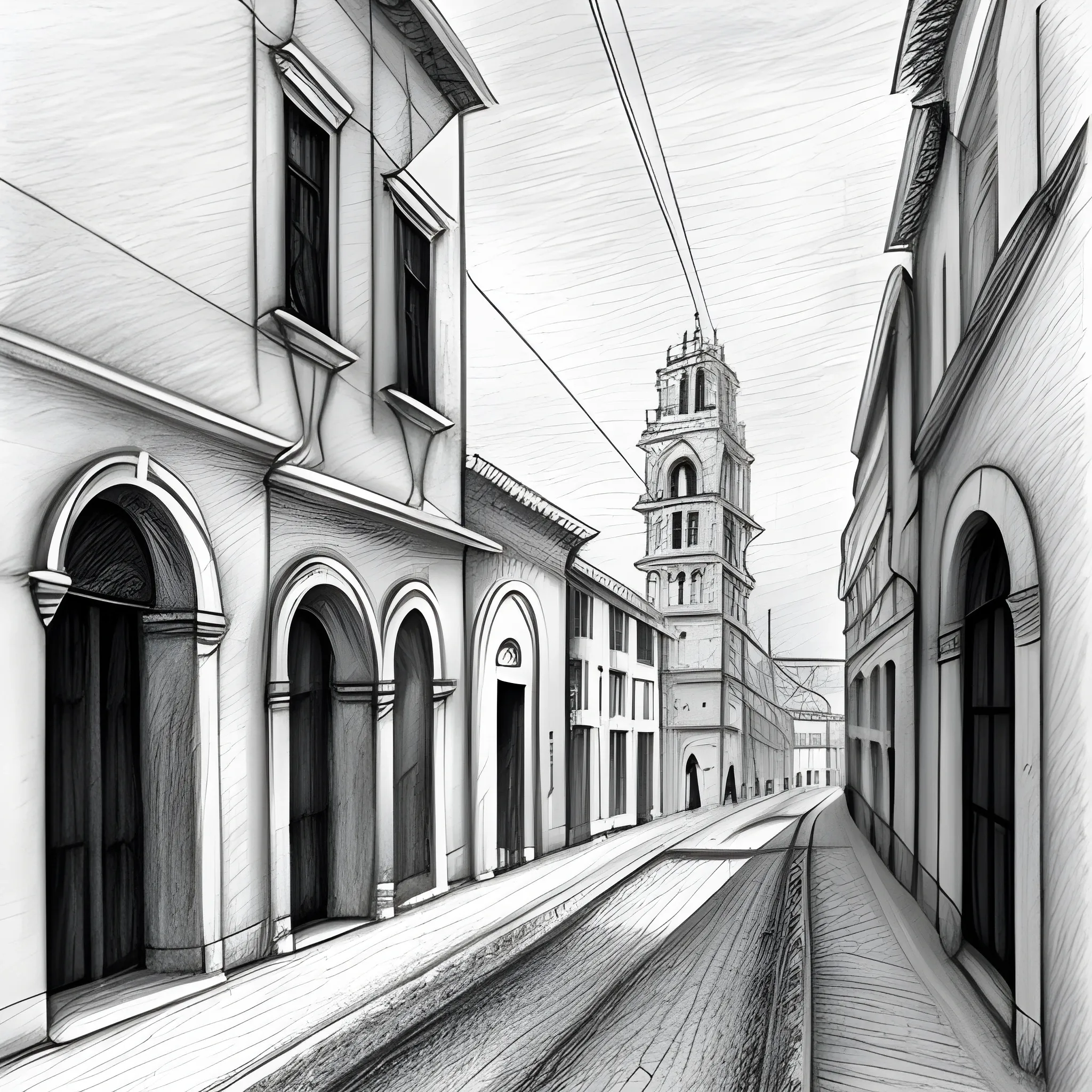 reach old Lisbon street, Pencil Sketch