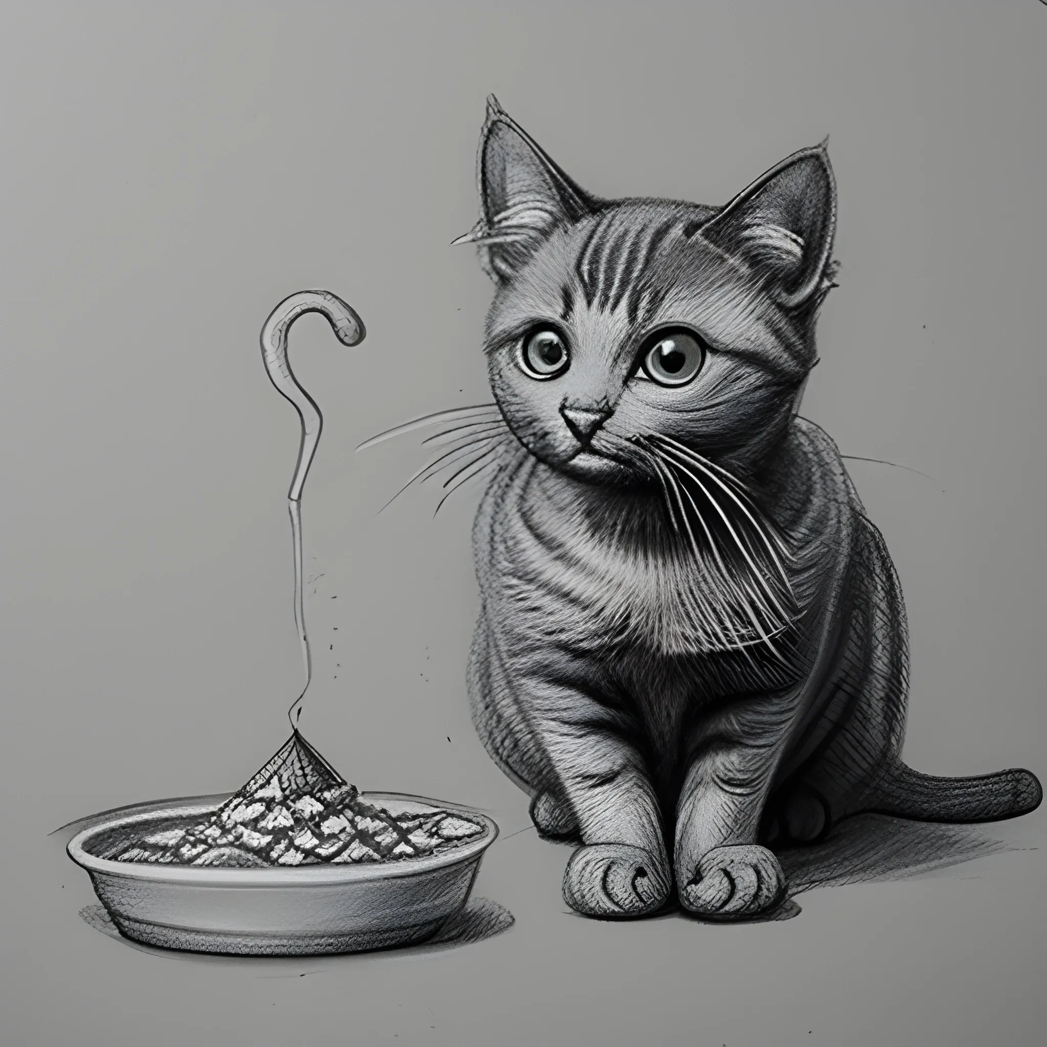 cat's food, Pencil Sketch