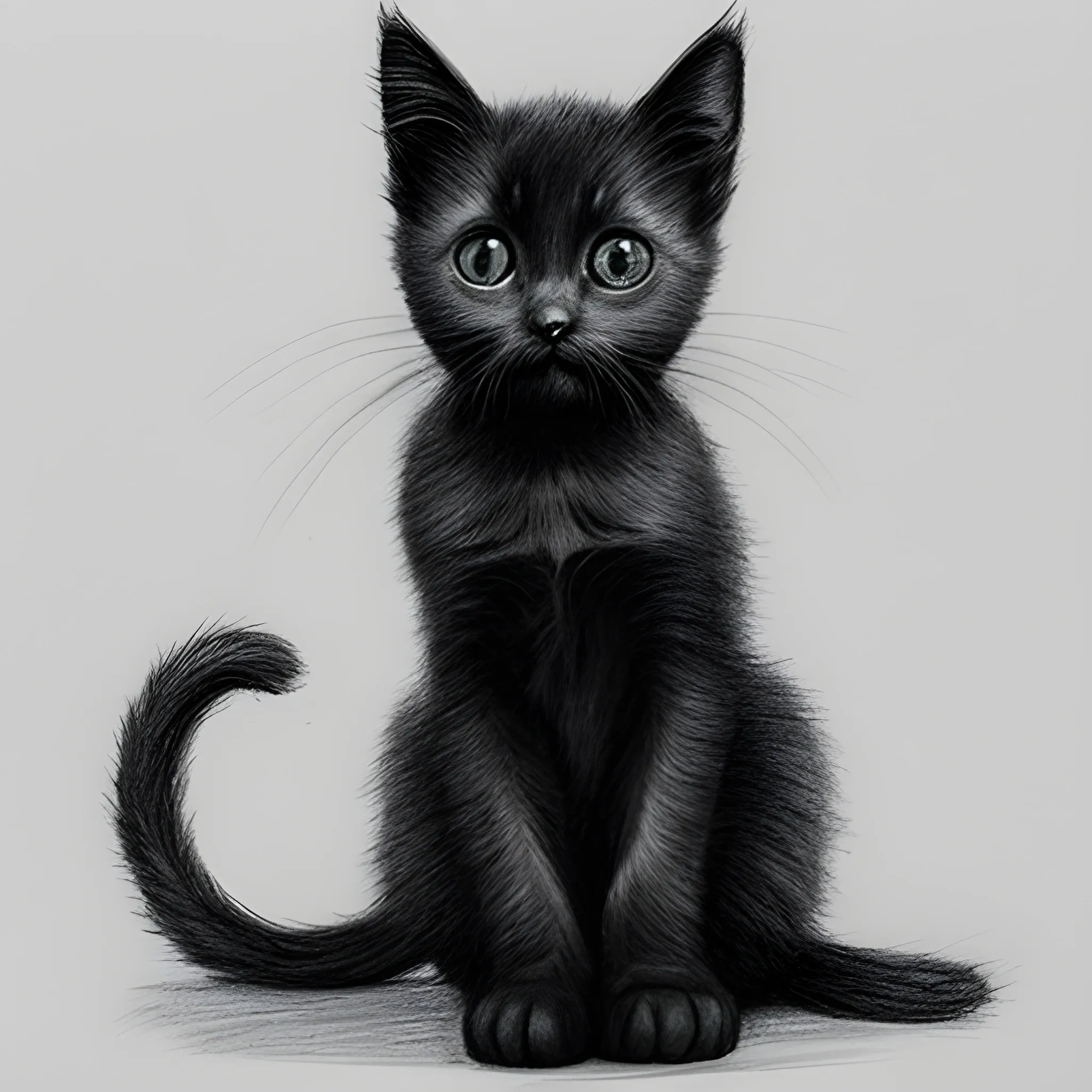 black kitten is free, Pencil Sketch