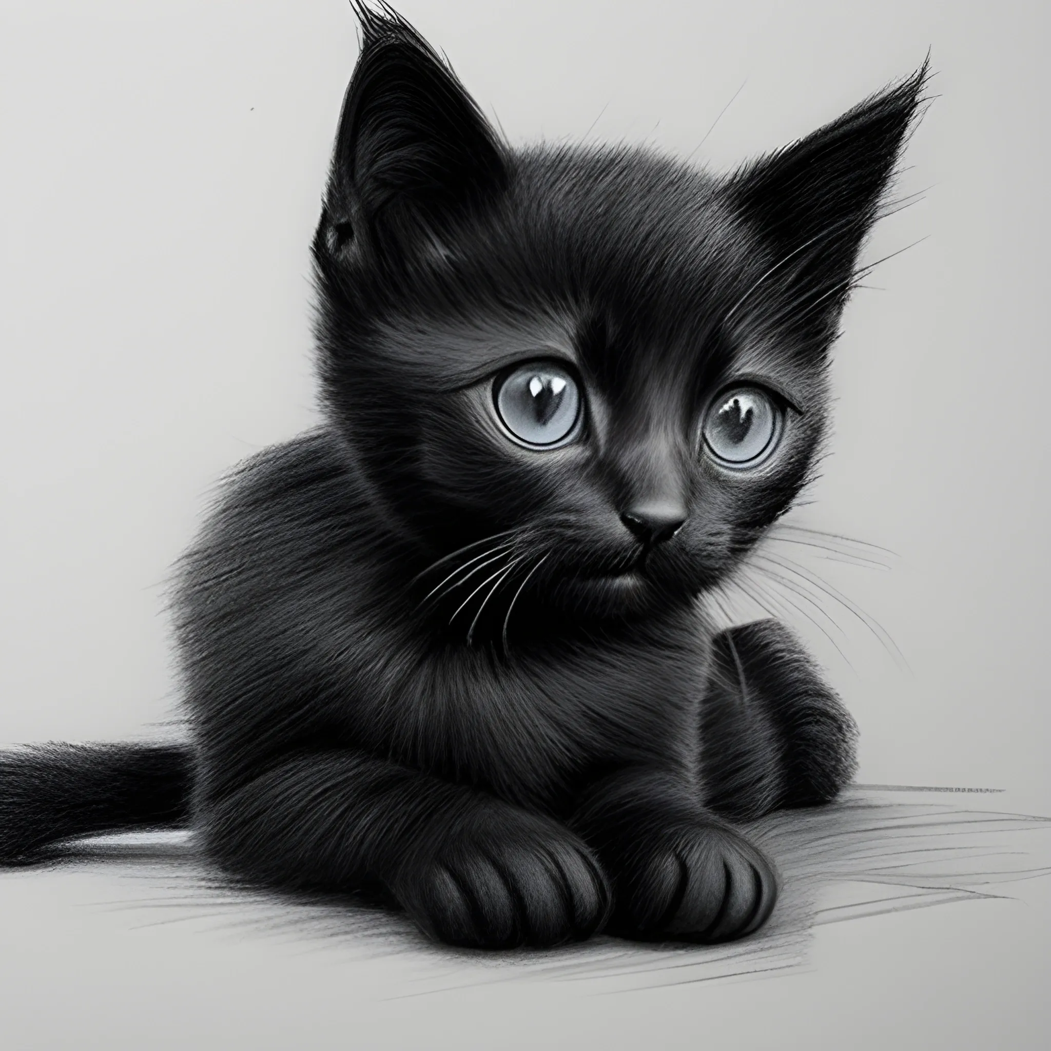 black kitten is free, Pencil Sketch