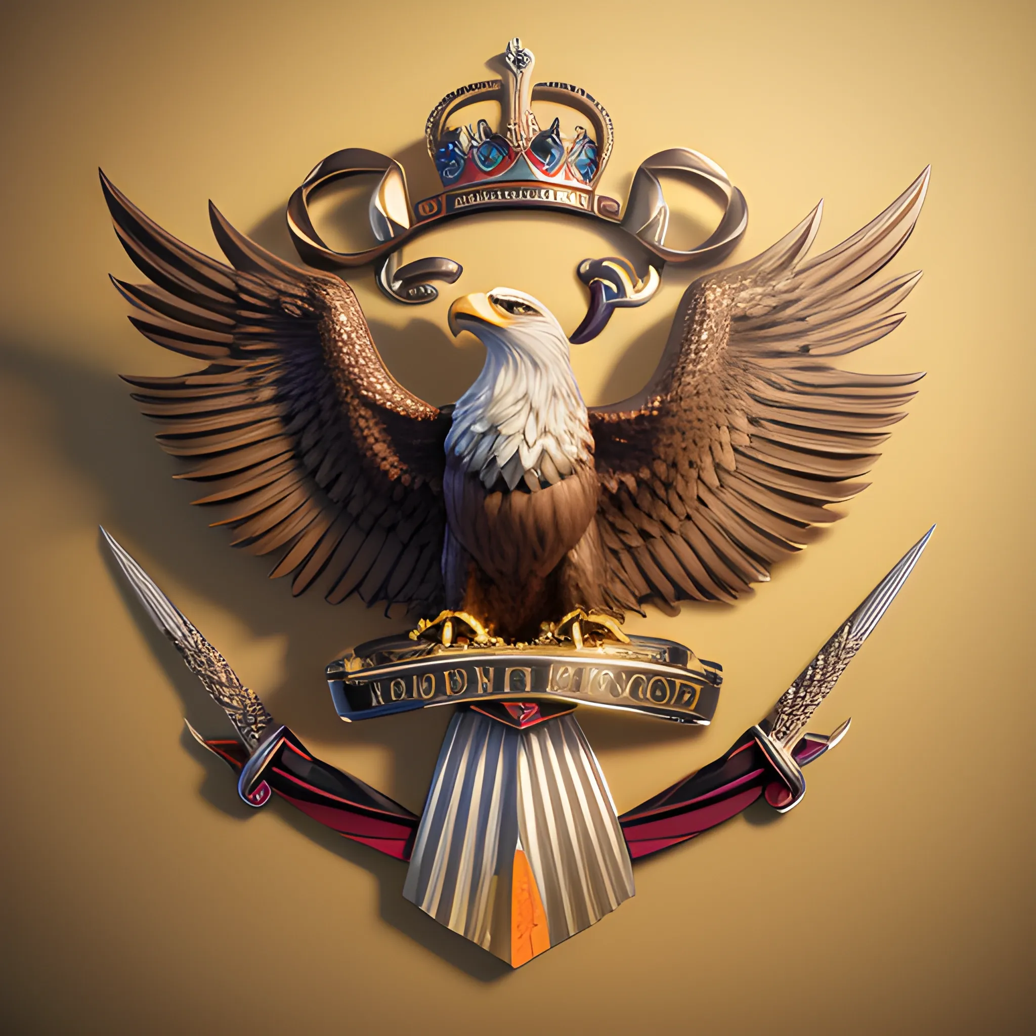 Rich colors,intense sharp, 8K.3d render.masterpiece, perfect anatomy, 32k UHD resolution, best quality, highly details, realistic photo, professional photography,
emblem, eagle, crown.