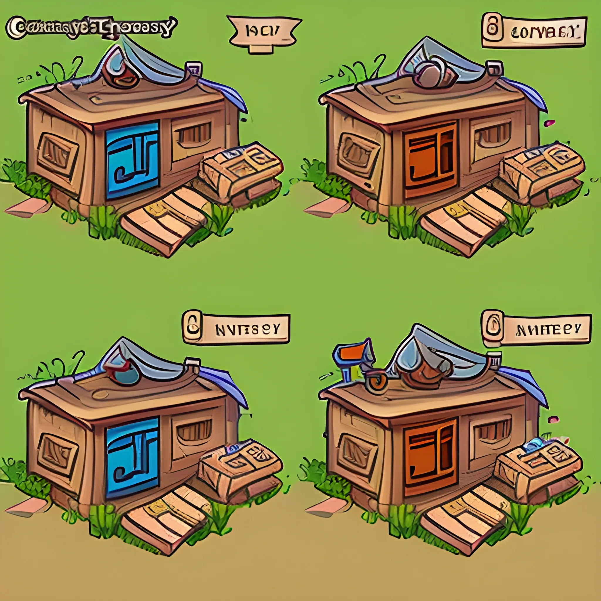 , Cartoon create a concept art of the inventory for the farm game