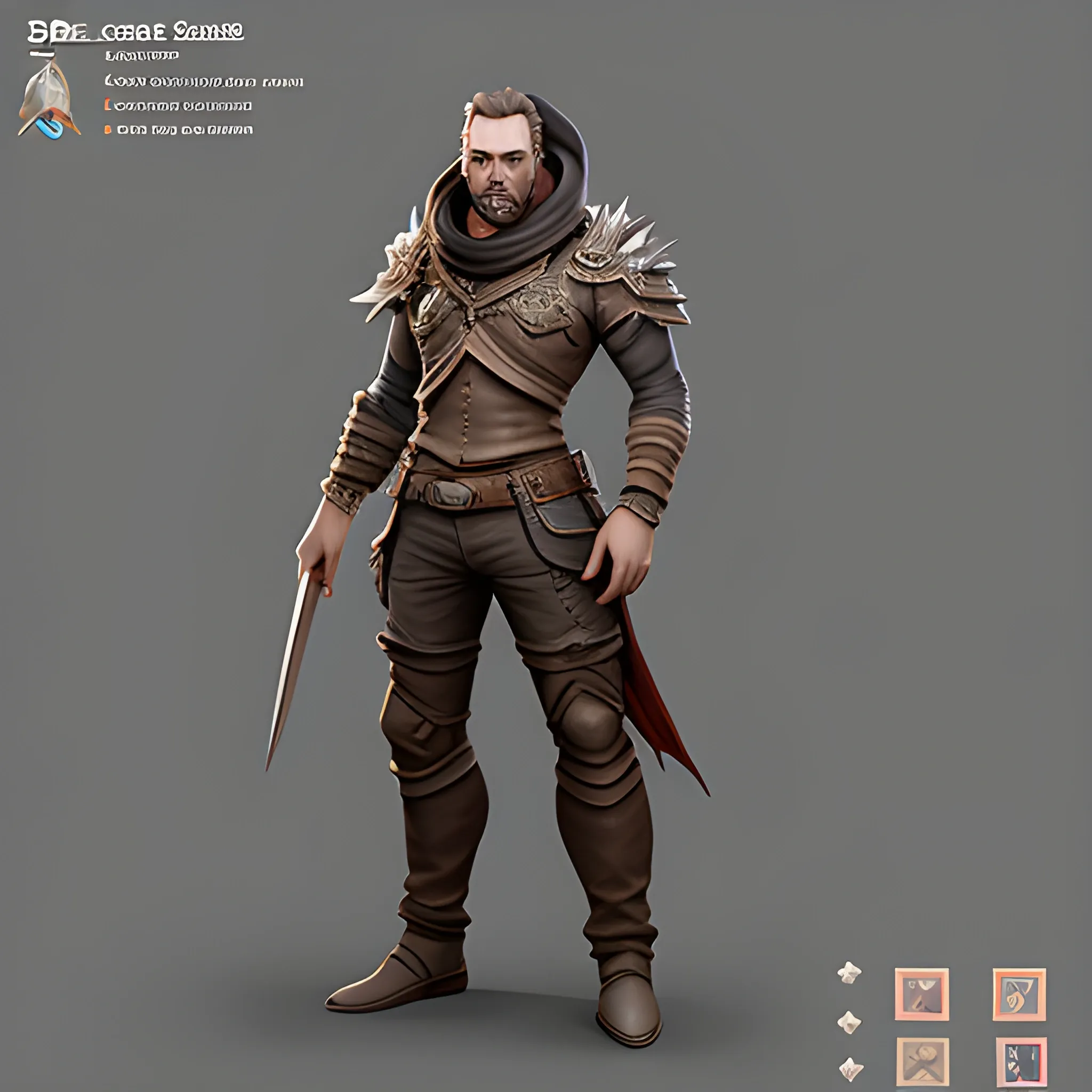 , 3D create concept art of a character for the game