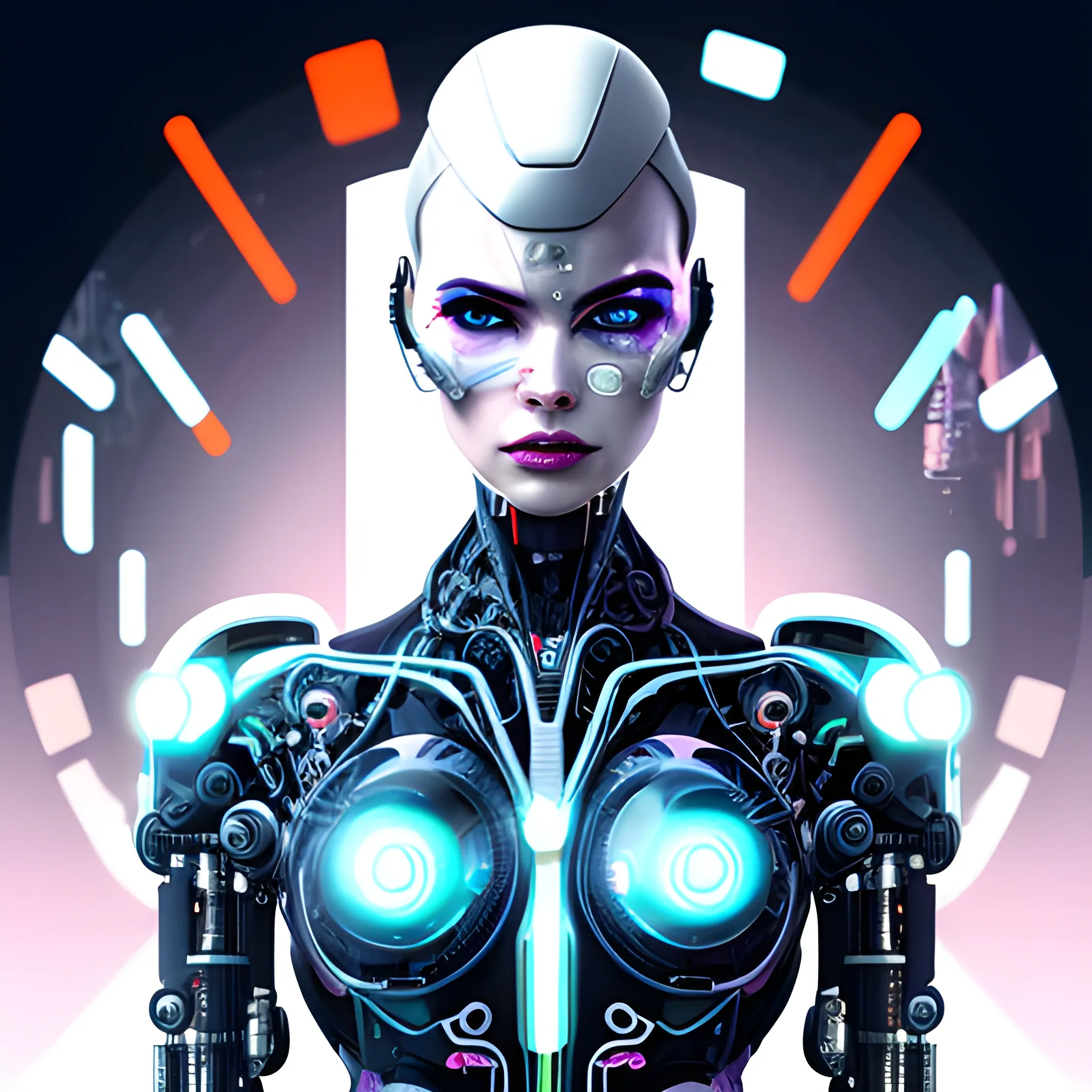 futuristic, cyborg woman, Trippy - Arthub.ai