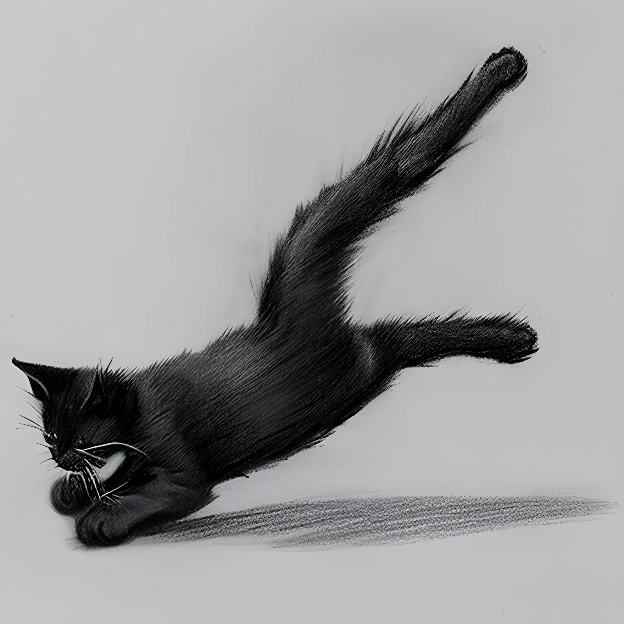 man kicking black kitten, Pencil Sketch