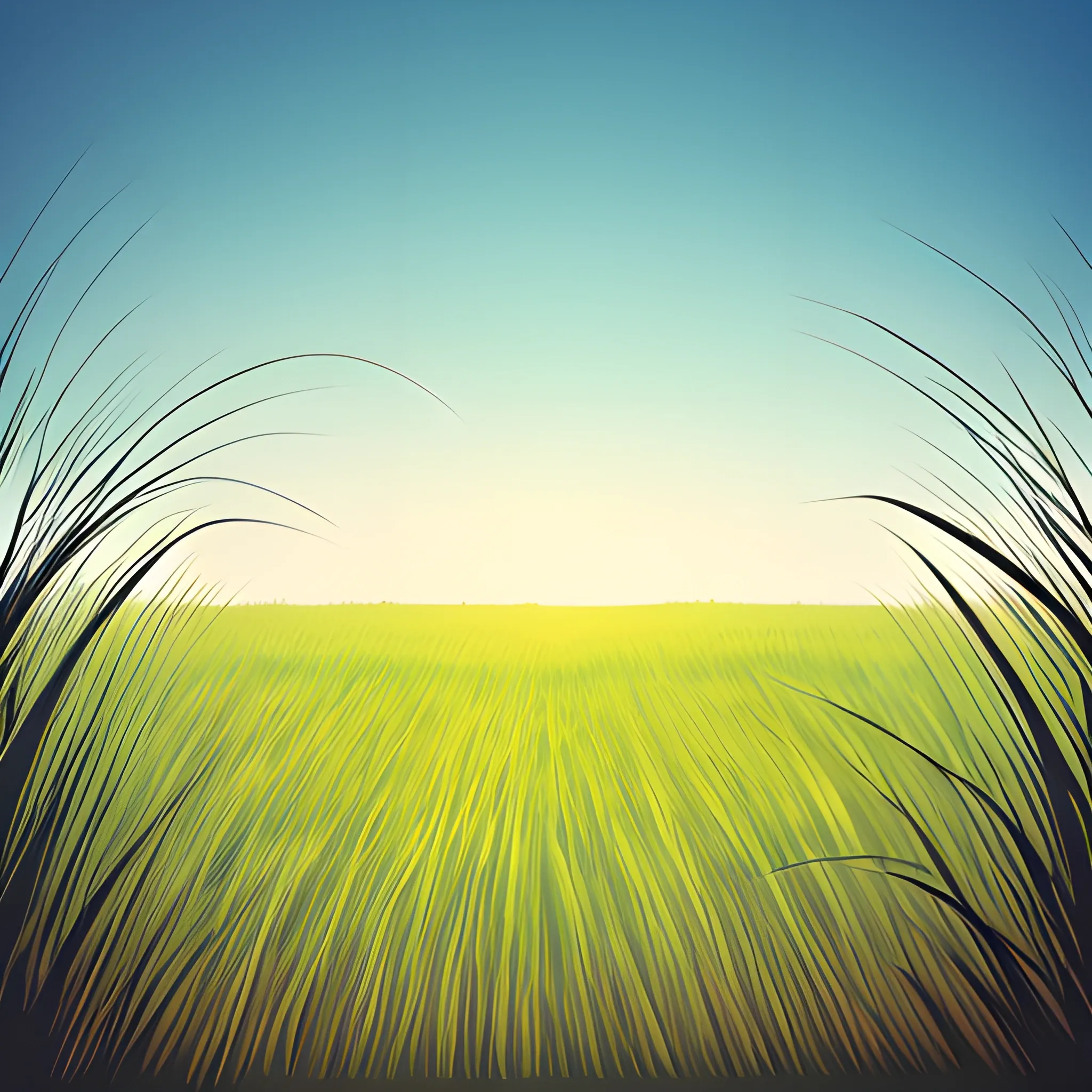 Create an image of a field with long grass, Cartoon, Cartoon