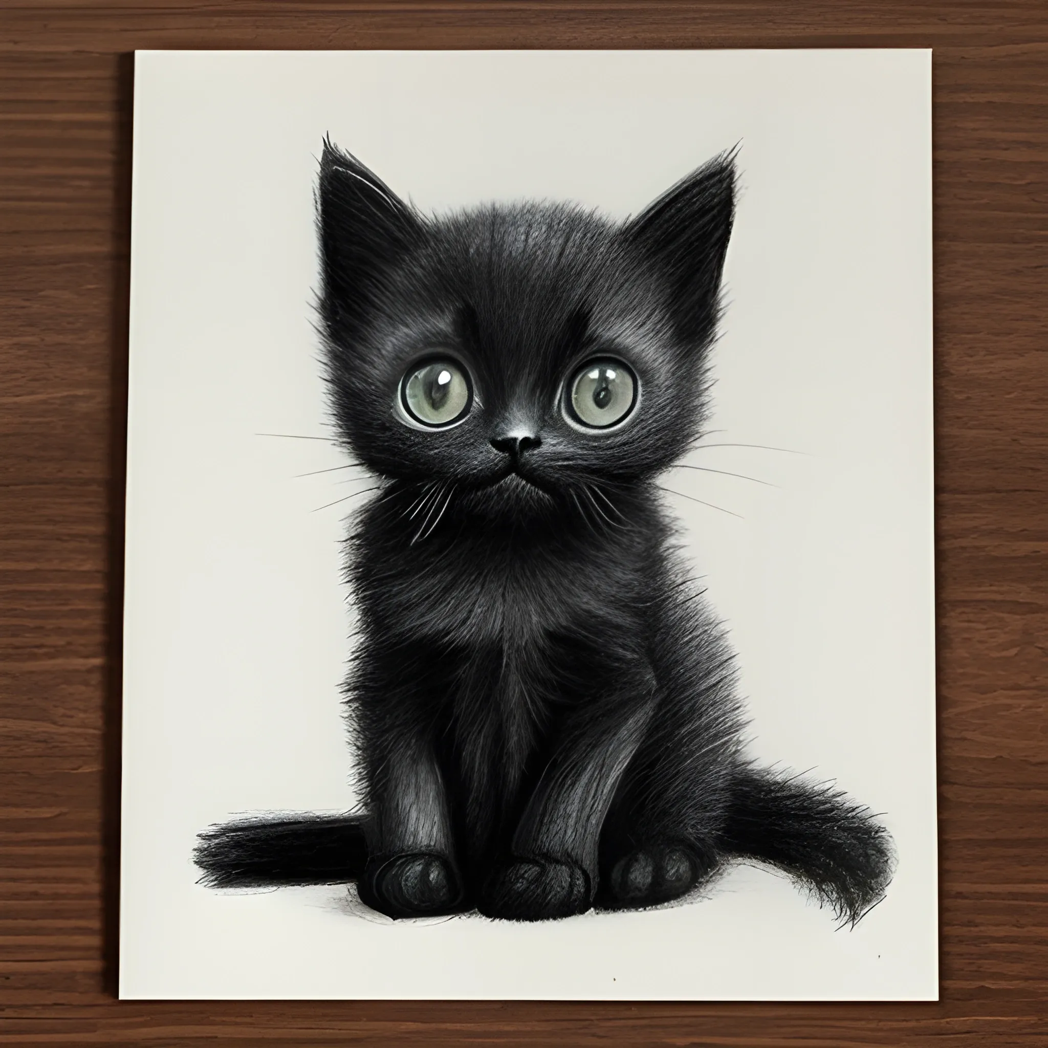 lonely black kitten, Pencil Sketch