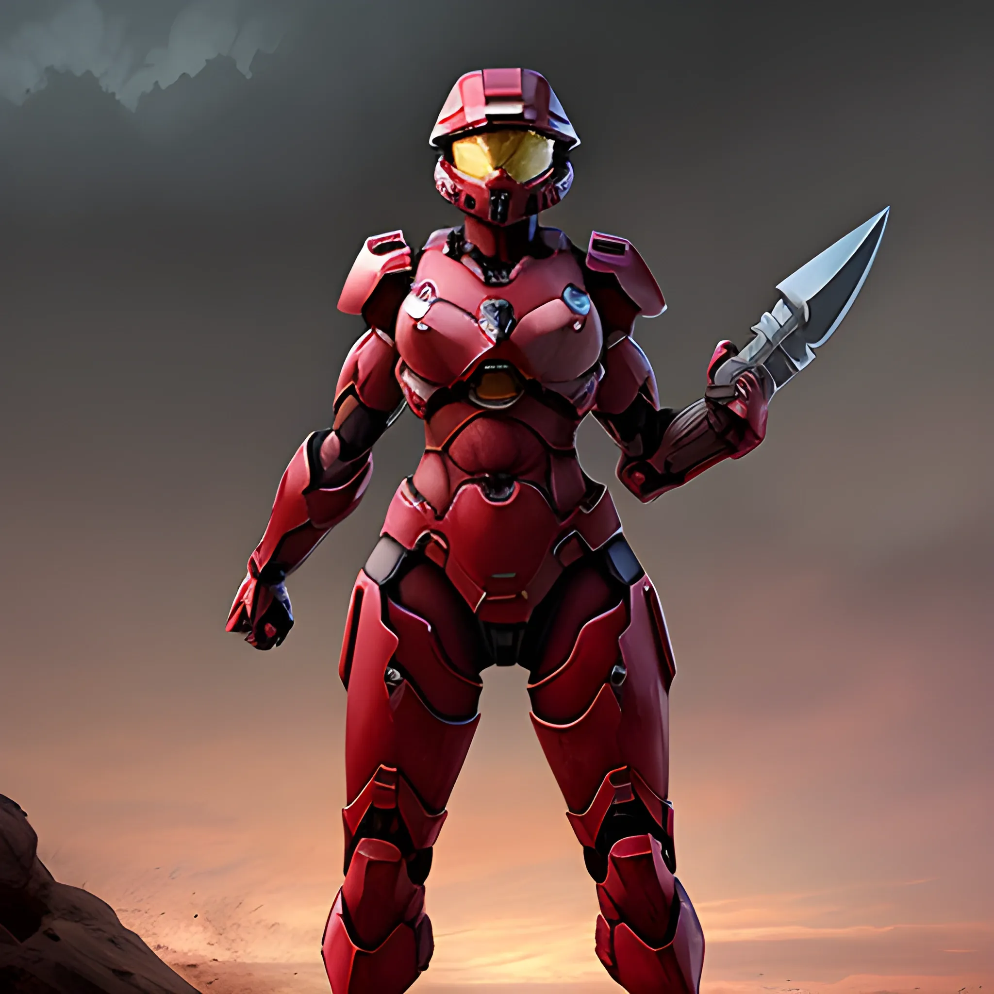 safe for work lewd Halo female spartan face covered full body thigh gap red armor
