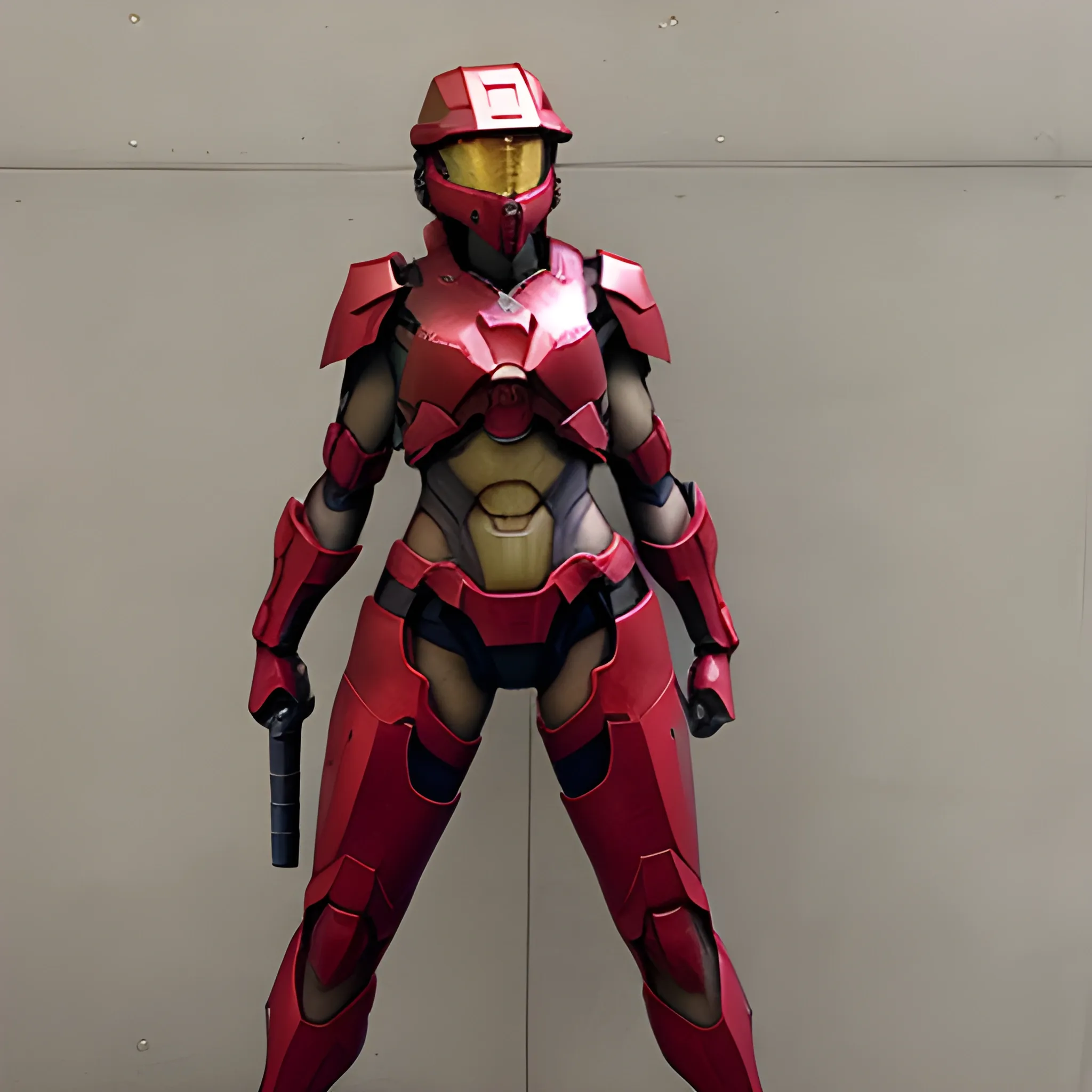 safe for work lewd Halo female spartan face covered full body thigh gap red armor sexy
