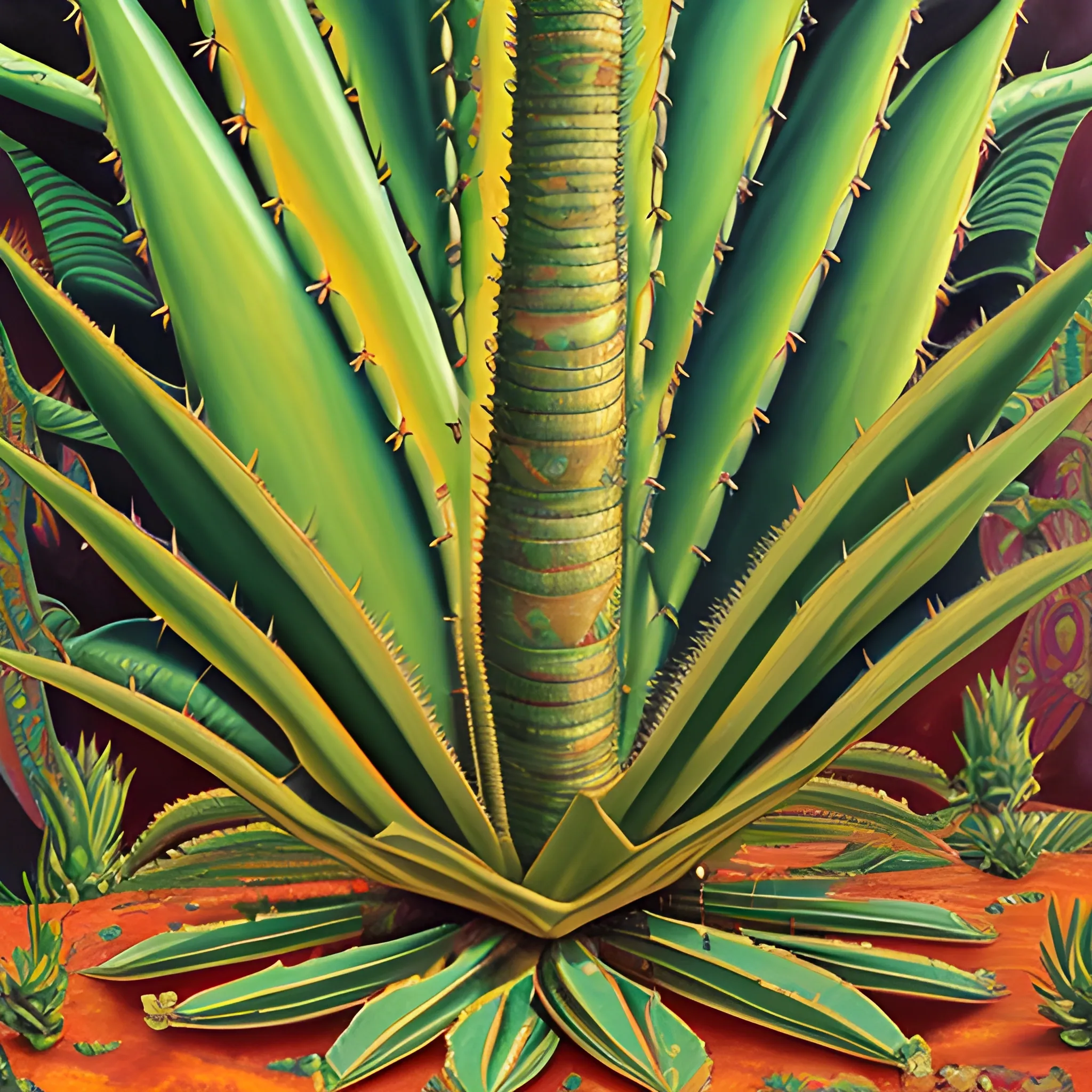 agave en la epoca prehispanica diosa mayahuel y Centzon totochtin, Oil Painting, Trippy