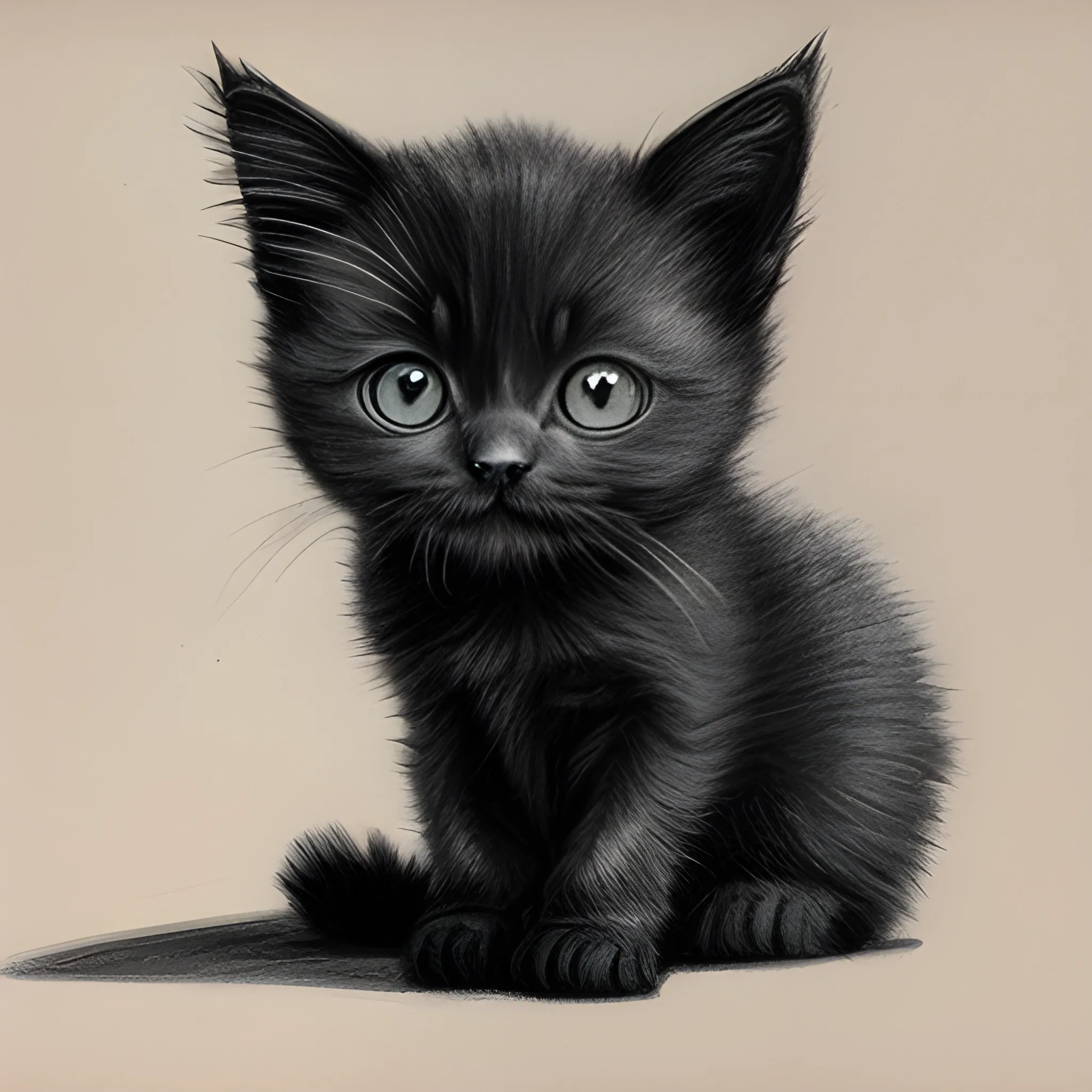 screeming black kitten, Pencil Sketch