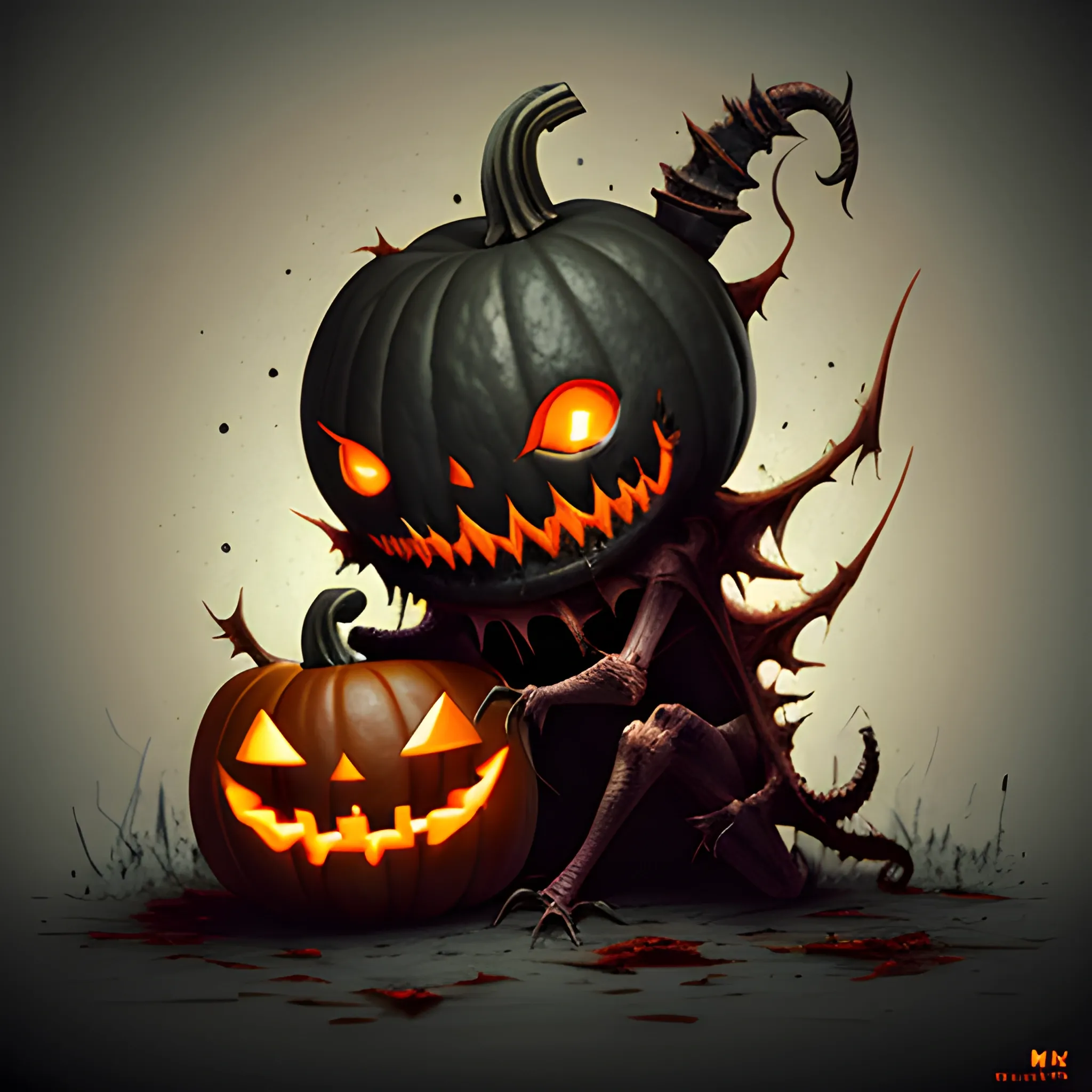 cute petite pumpkin gothic razor sharp teeth  mutilation gore chopped flesh snuff 8k resolution concept art Eldritch hyperdetailed dynamic lighting ominous horror